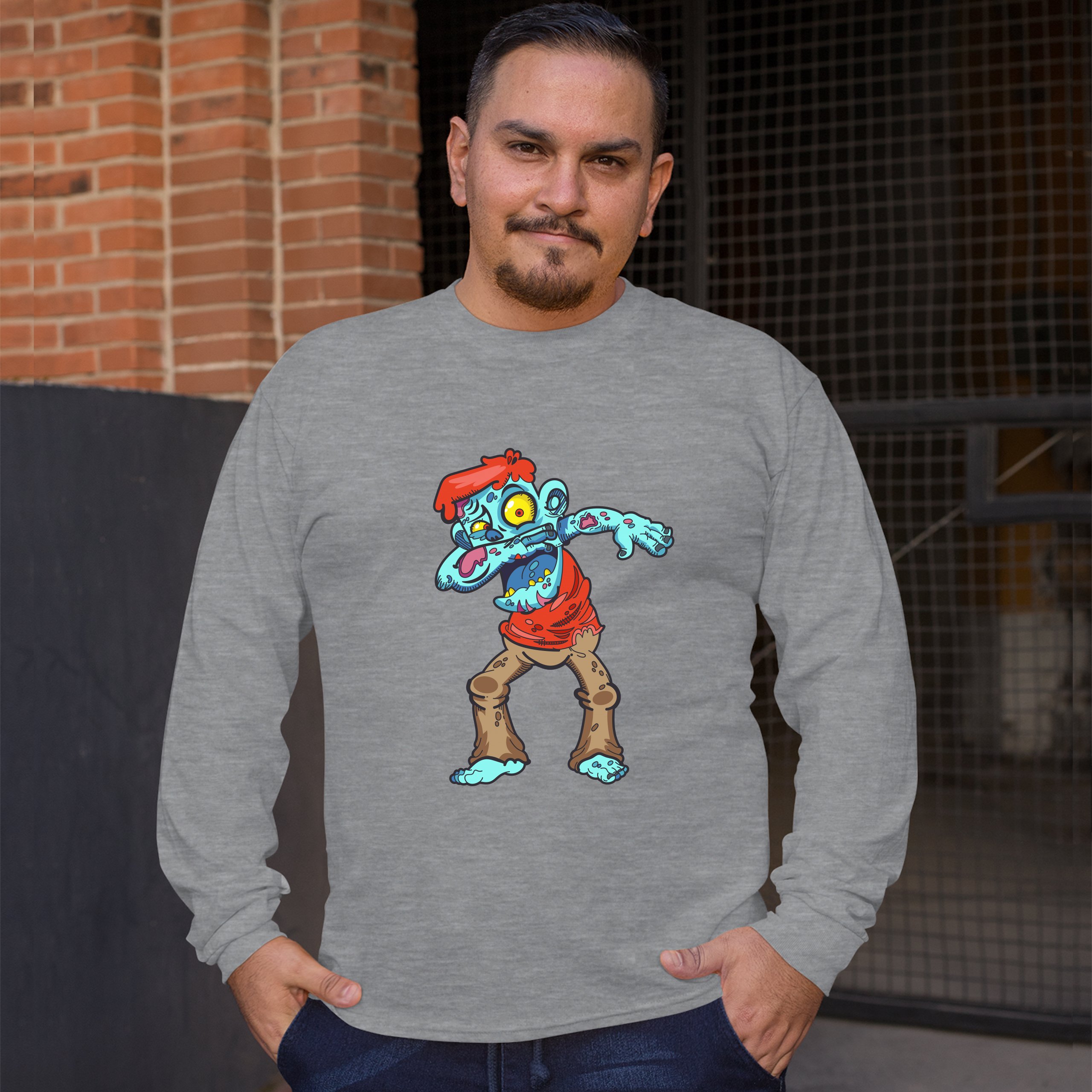 Dabbing Zombie Long Sleeve T-shirt Undead Dab Dance Halloween Funny