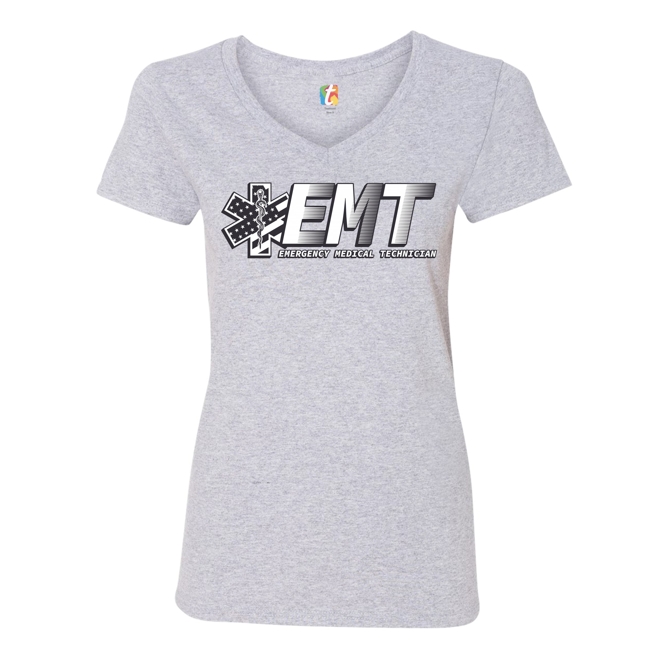 Emt Emergency Medical Technician Womens V Neck T Shirt Ems Paramedic 