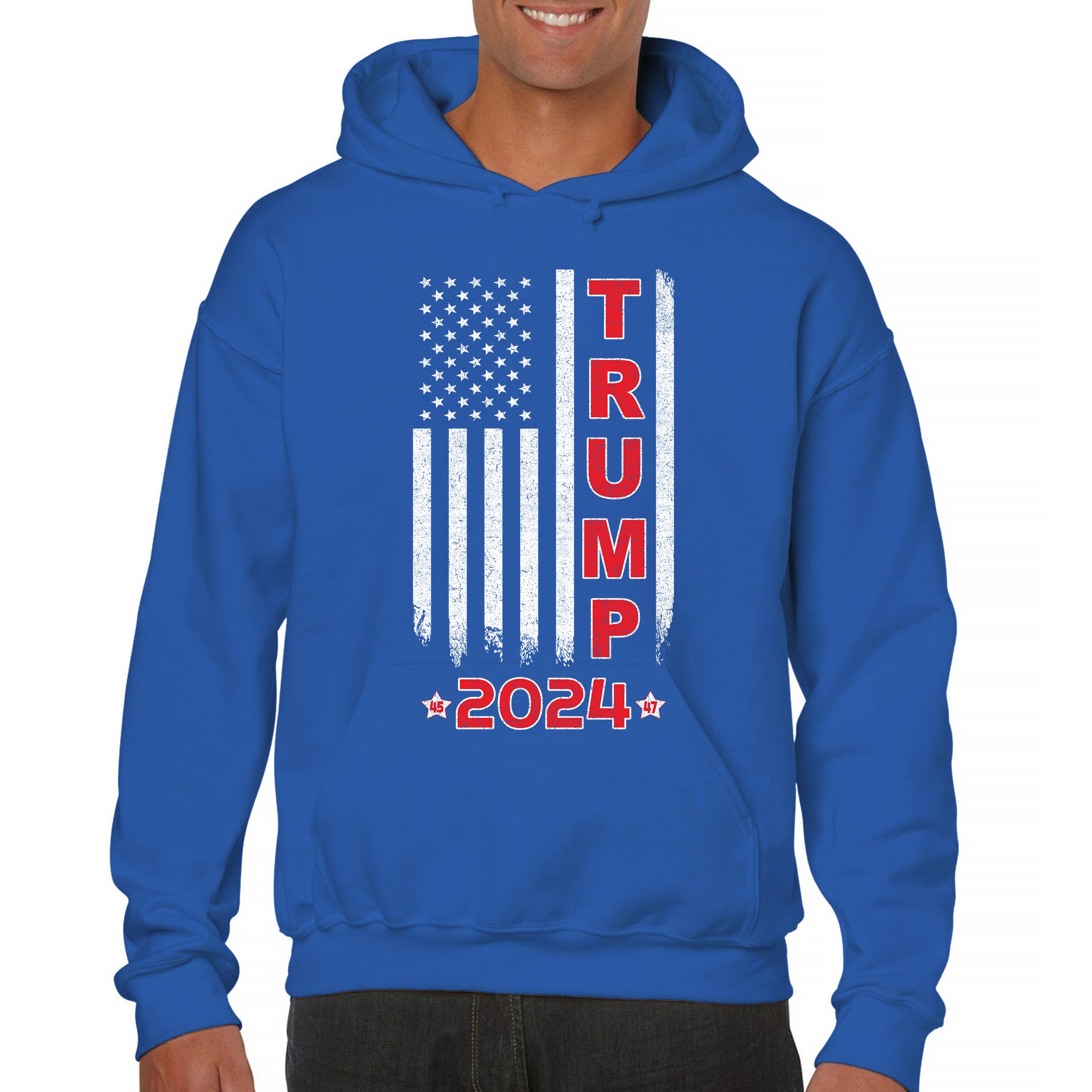 Donald Trump American Flag 2024 45 47 Sweatshirt America First MAGA Hoodie - Picture 44 of 57