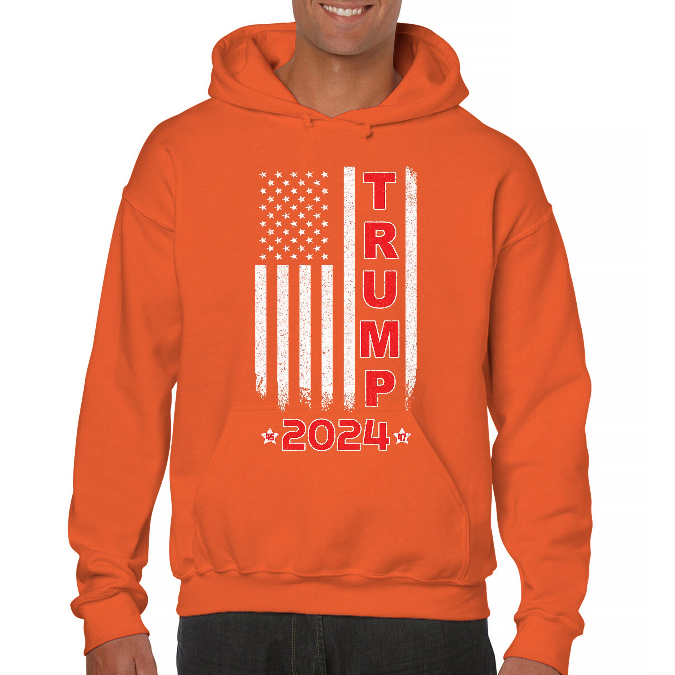 Donald Trump American Flag 2024 45 47 Sweatshirt America First MAGA Hoodie - Picture 16 of 57