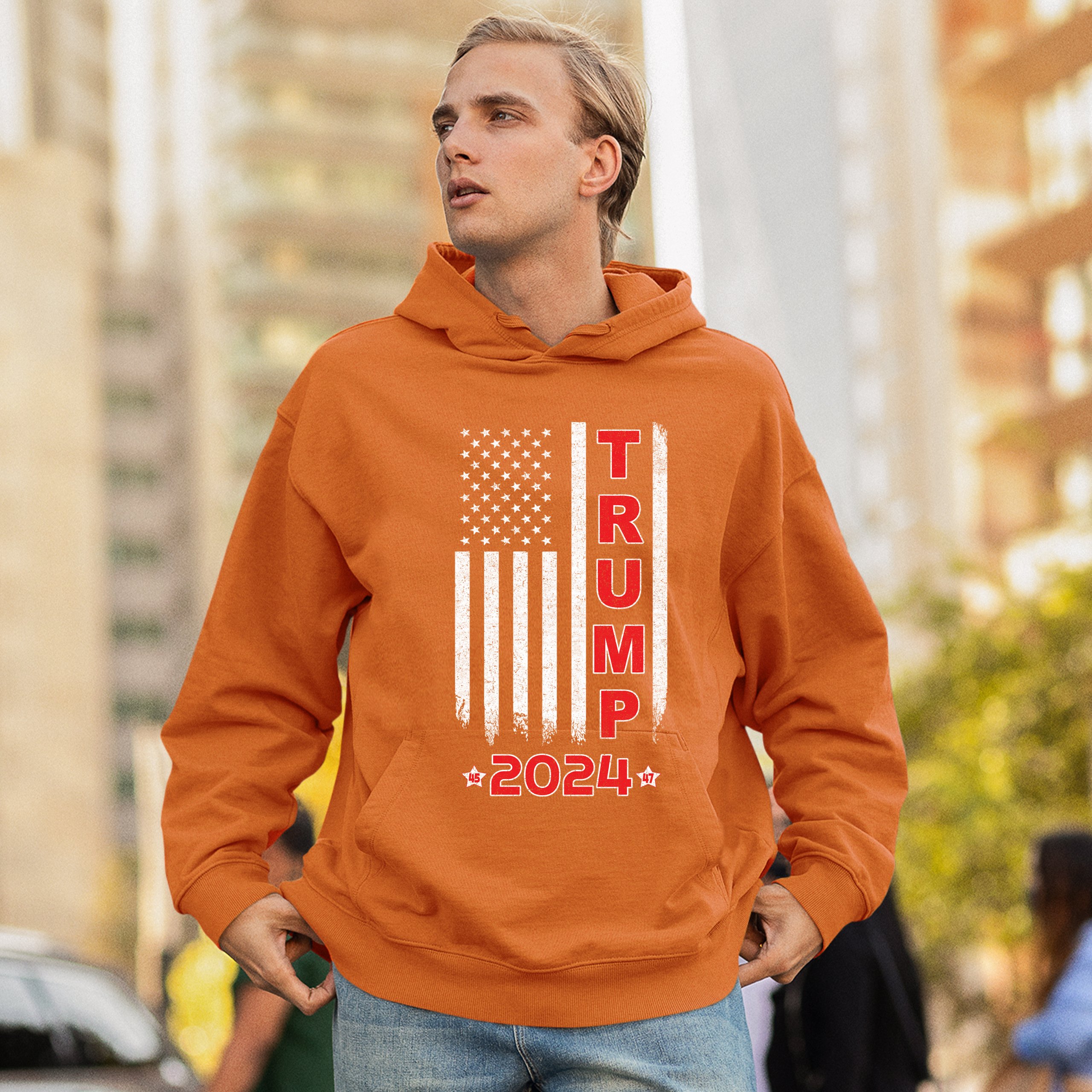 Donald Trump American Flag 2024 45 47 Sweatshirt America First MAGA Hoodie - Picture 19 of 57