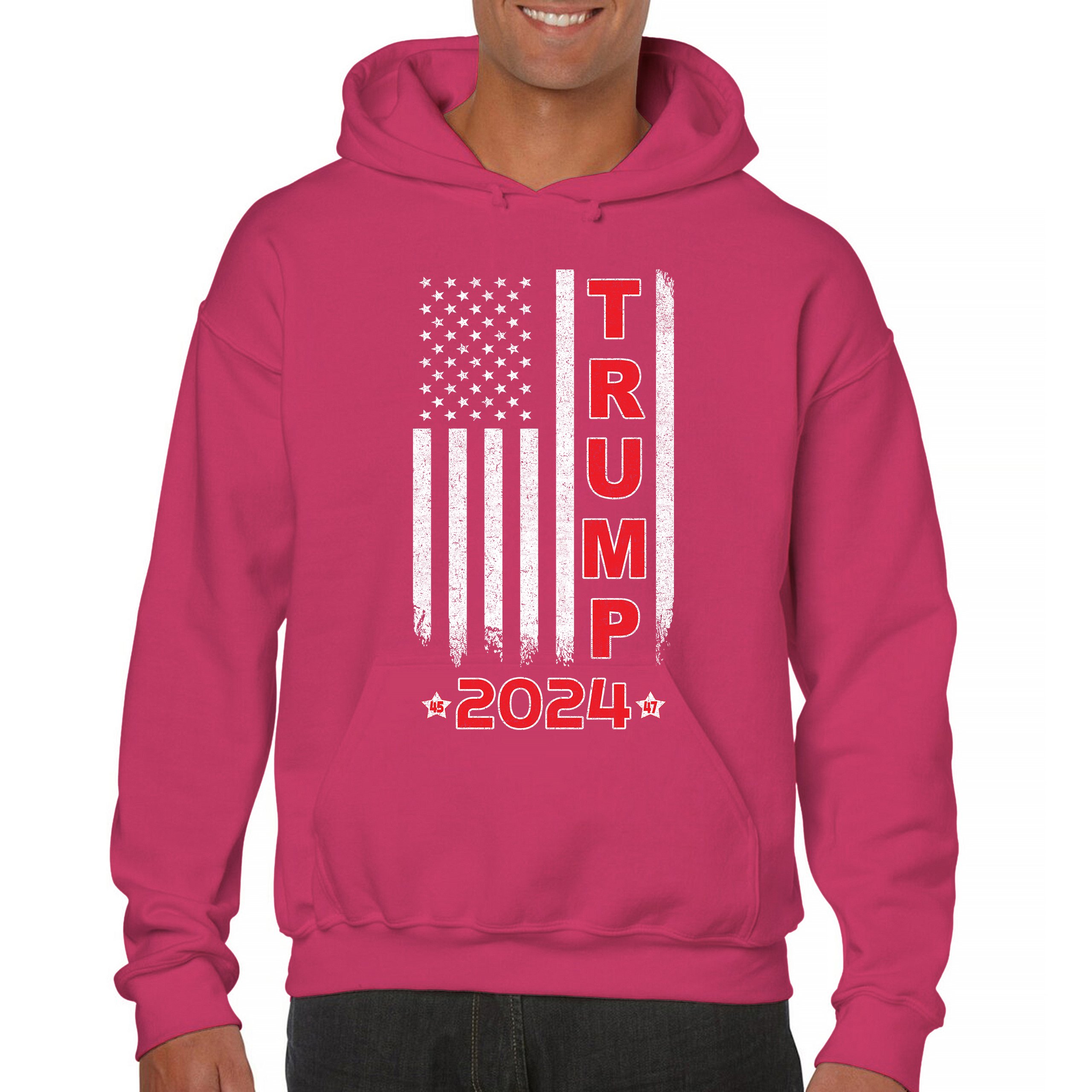 Donald Trump American Flag 2024 45 47 Sweatshirt America First MAGA Hoodie - Picture 51 of 57