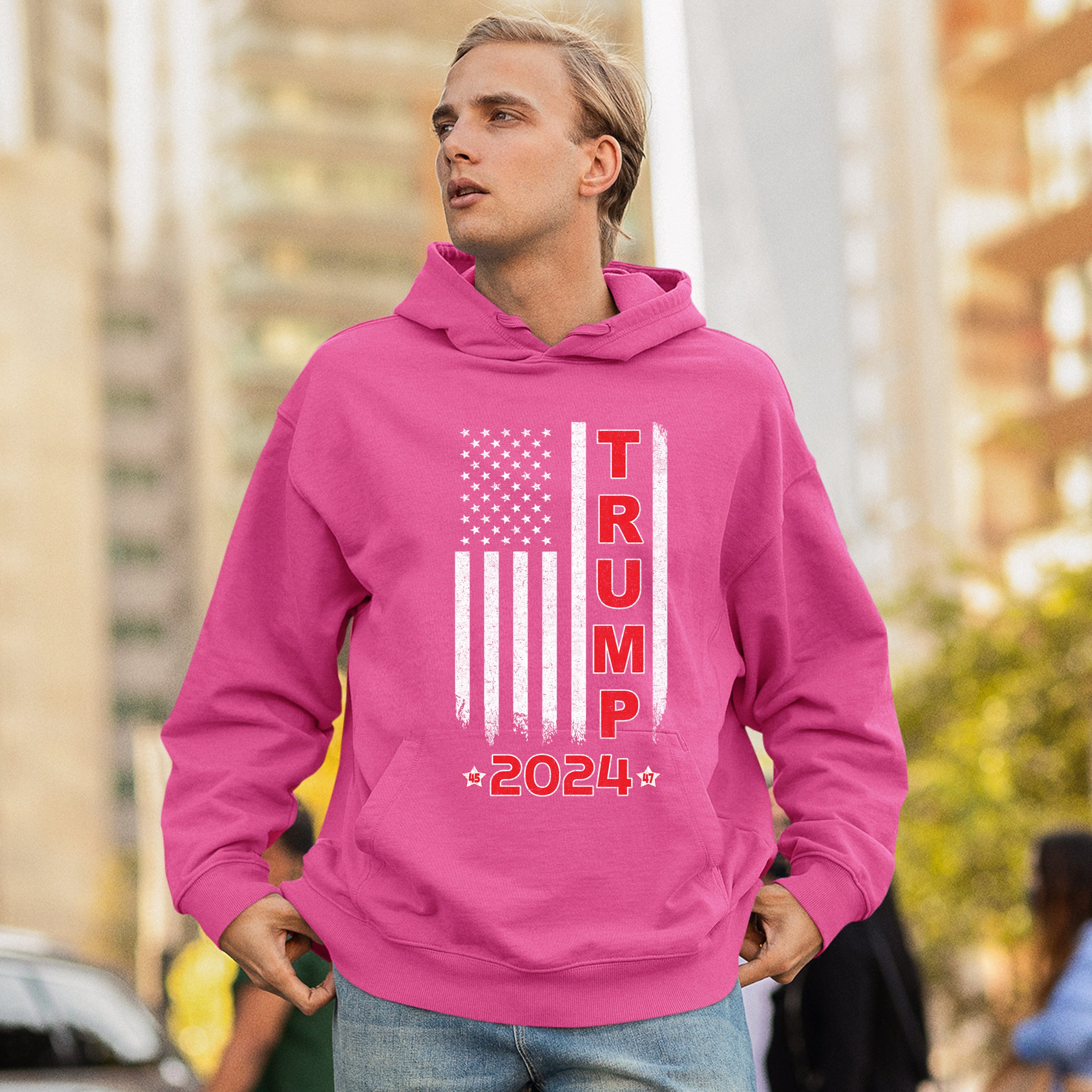 Donald Trump American Flag 2024 45 47 Sweatshirt America First MAGA Hoodie - Picture 54 of 57
