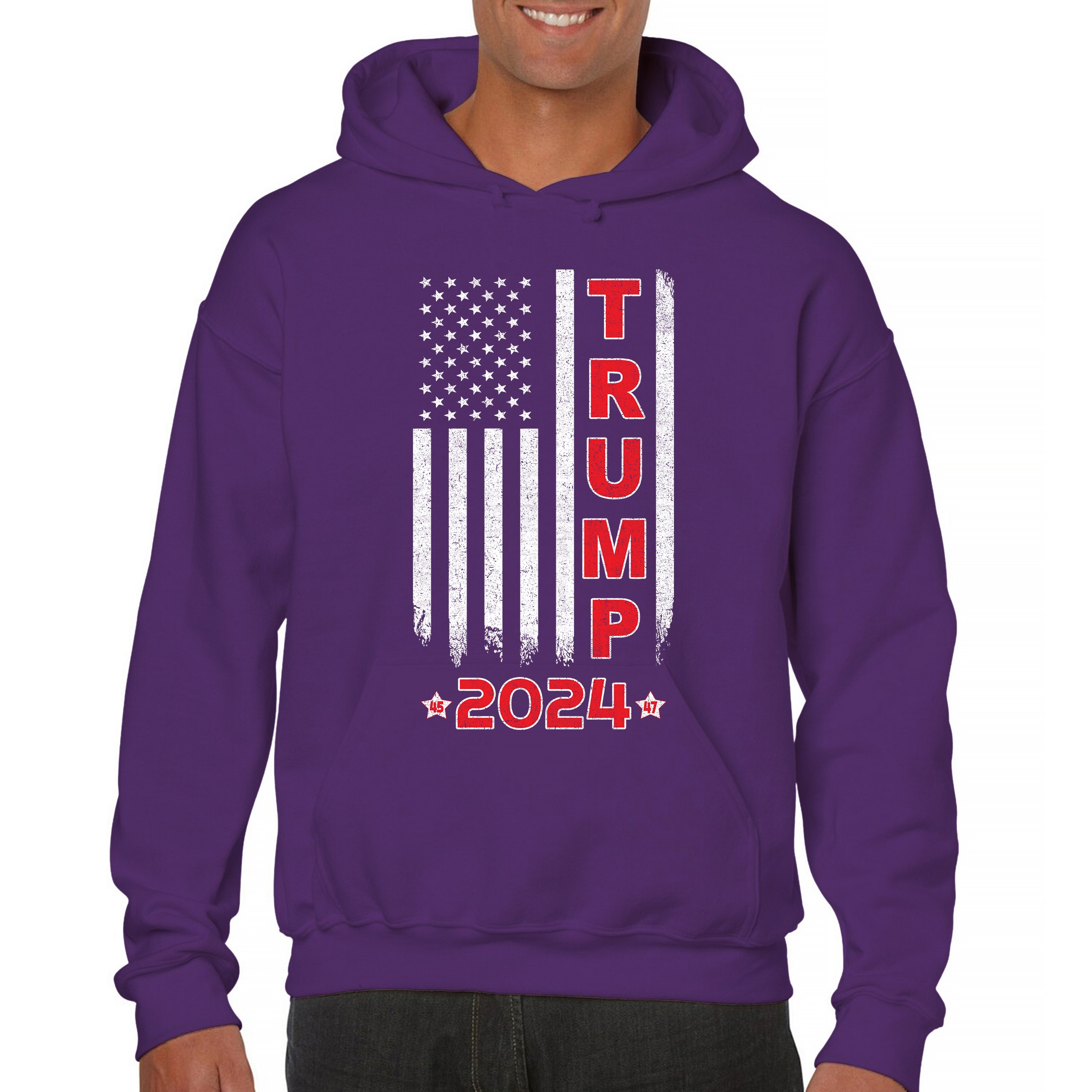Donald Trump American Flag 2024 45 47 Sweatshirt America First MAGA Hoodie - Picture 23 of 57