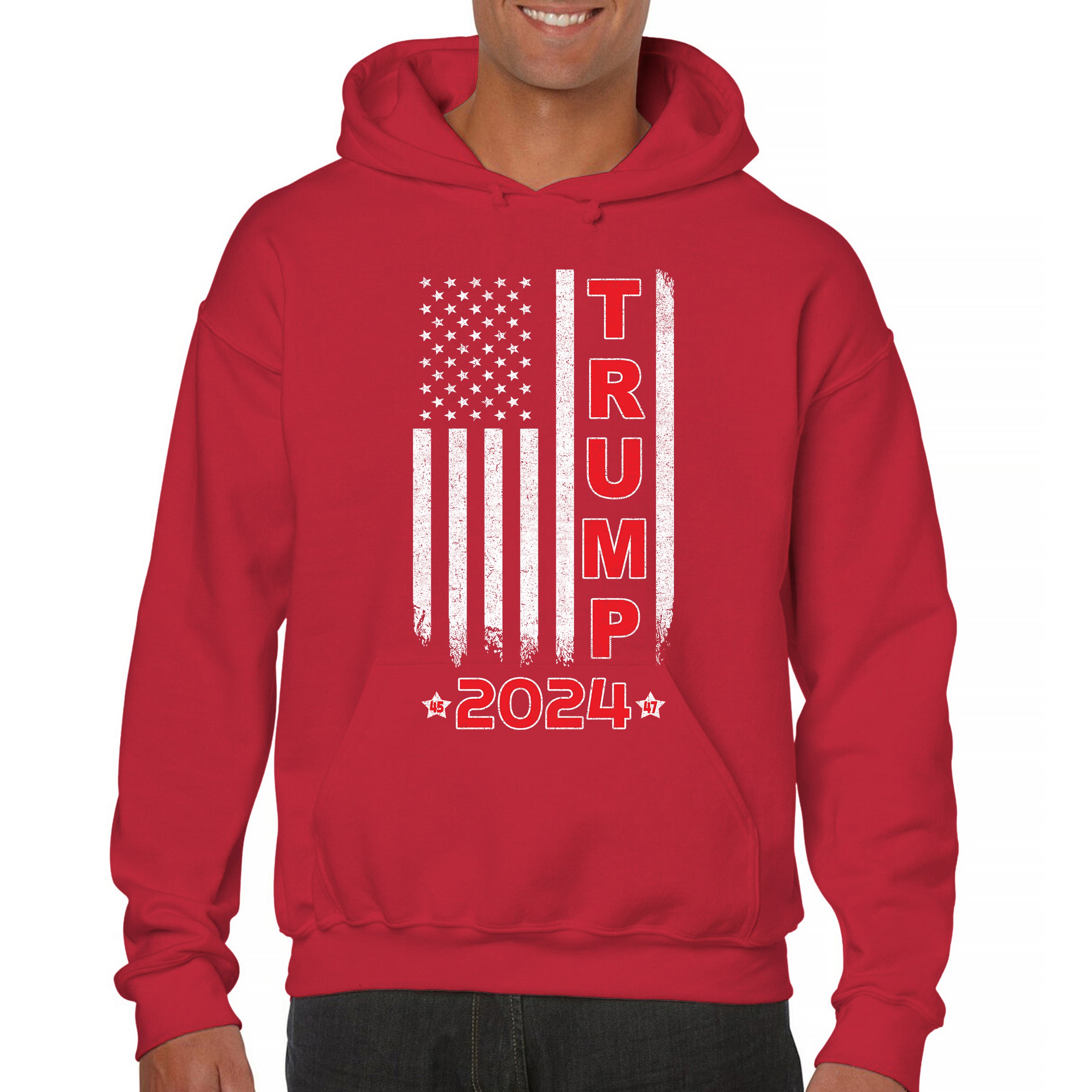 Donald Trump American Flag 2024 45 47 Sweatshirt America First MAGA Hoodie - Picture 30 of 57