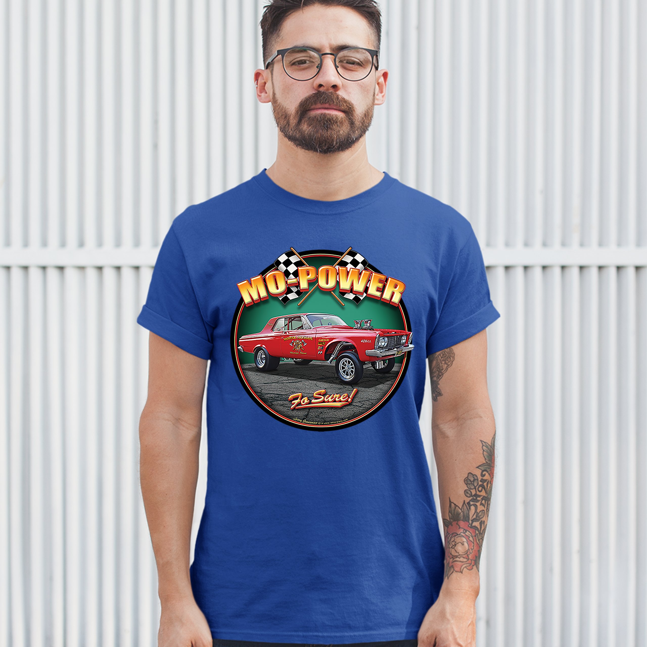 Mo-Power Fo Sure! T-shirt American Muscle Car Racing Route 66 Men's Tee - Picture 61 of 65