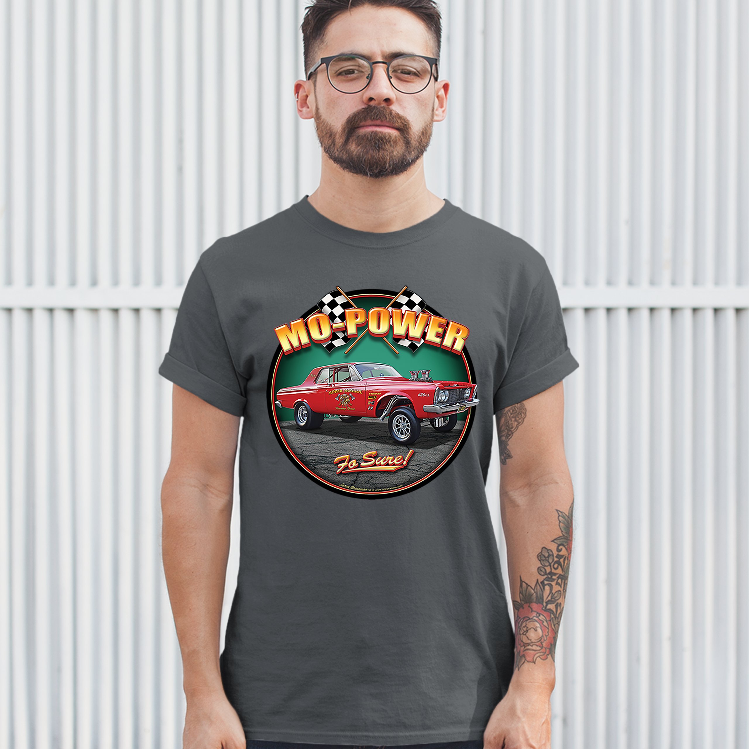 Mo-Power Fo Sure! T-shirt American Muscle Car Racing Route 66 Men's Tee - Picture 49 of 65