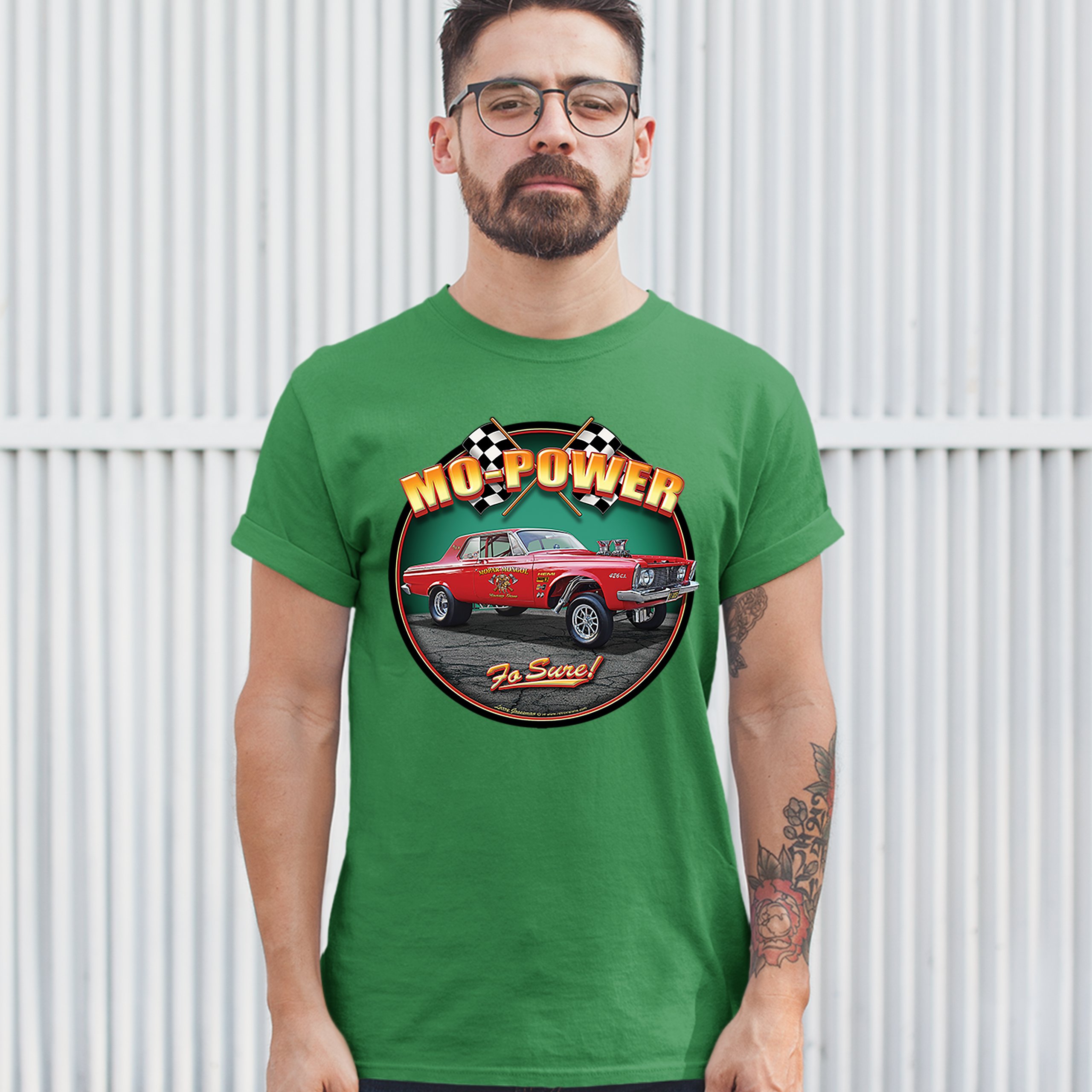 Mo-Power Fo Sure! T-shirt American Muscle Car Racing Route 66 Men's Tee - Picture 37 of 65
