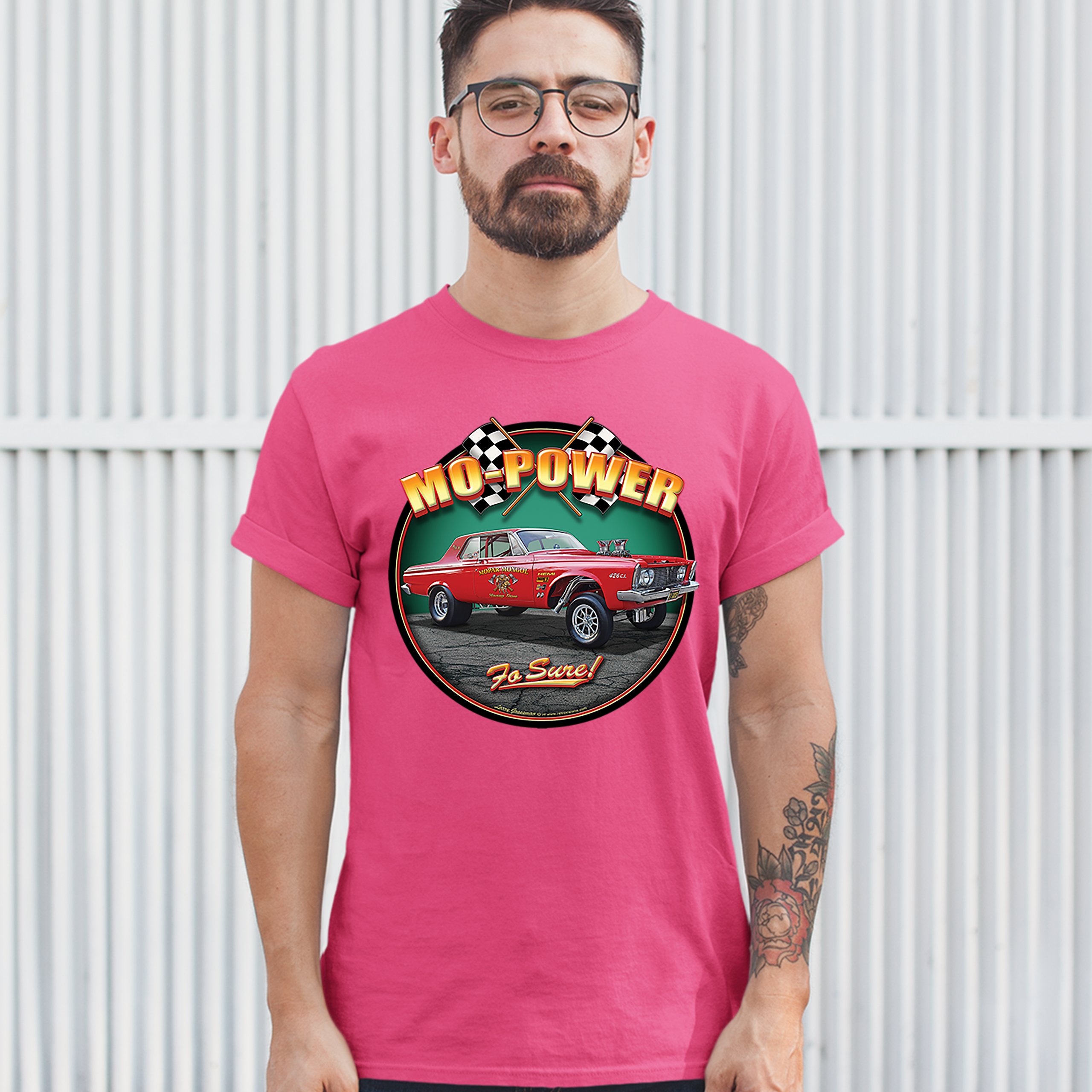Mo-Power Fo Sure! T-shirt American Muscle Car Racing Route 66 Men's Tee - Picture 17 of 65