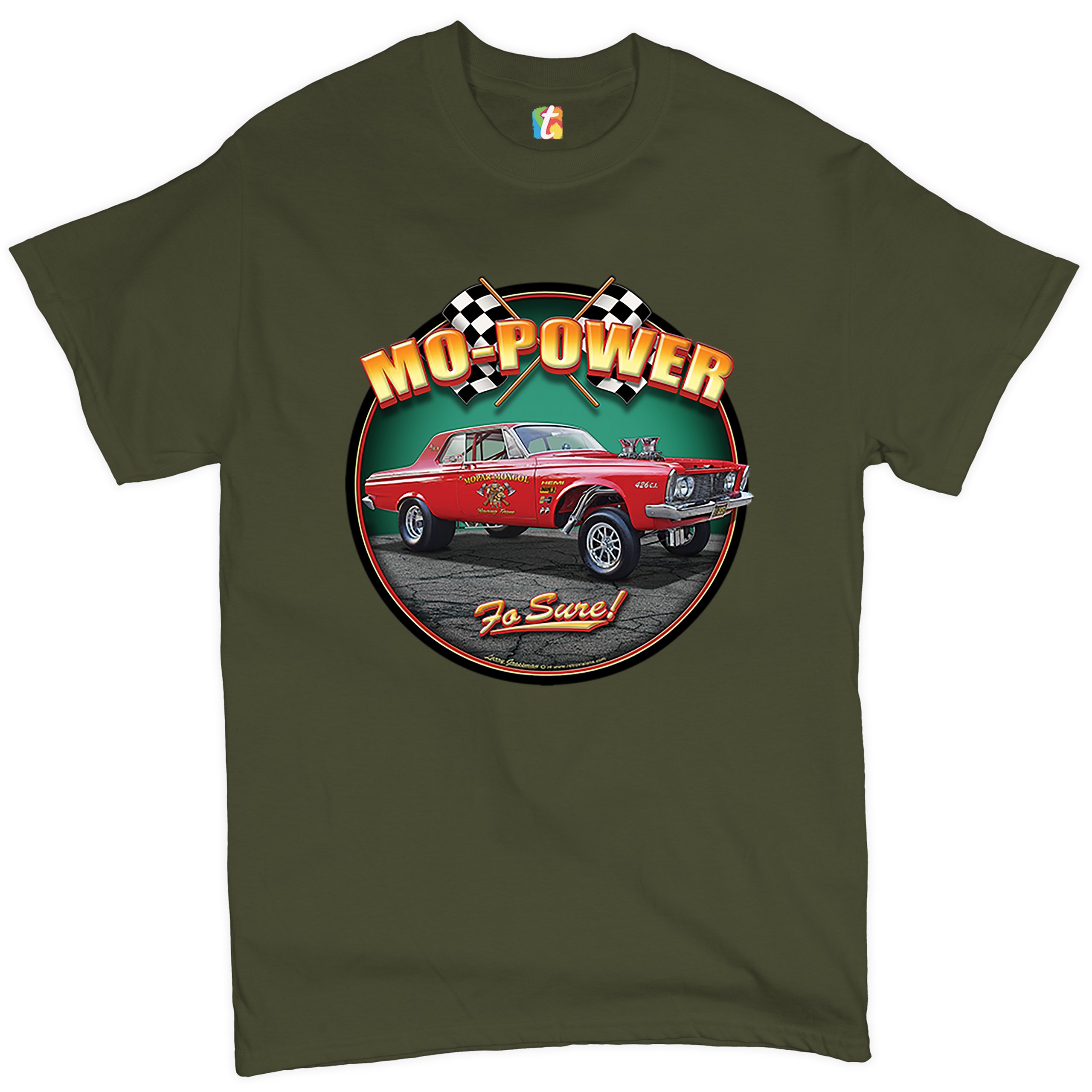 Mo-Power Fo Sure! T-shirt American Muscle Car Racing Route 66 Men's Tee - Picture 54 of 65