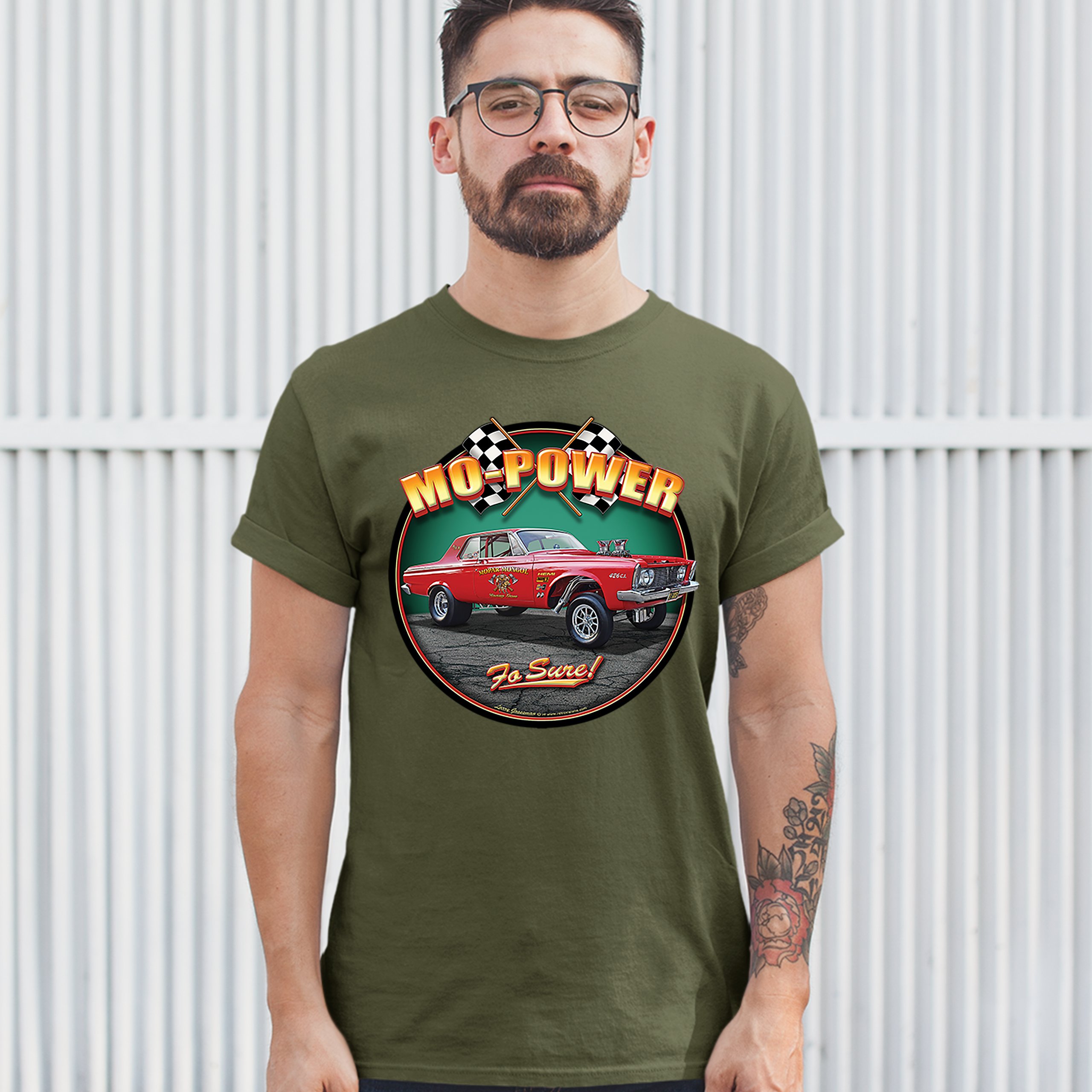 Mo-Power Fo Sure! T-shirt American Muscle Car Racing Route 66 Men's Tee - Picture 57 of 65