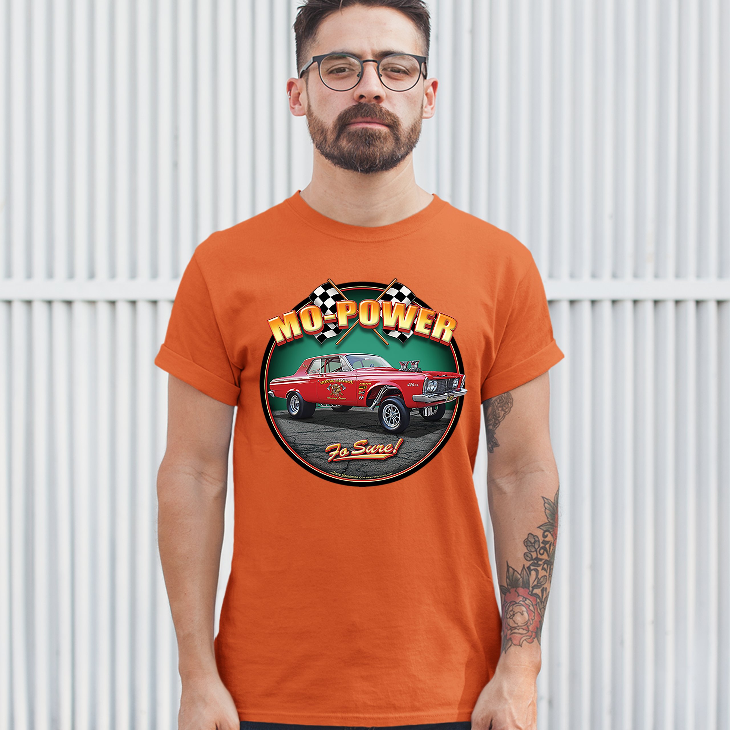 Mo-Power Fo Sure! T-shirt American Muscle Car Racing Route 66 Men's Tee - Picture 13 of 65