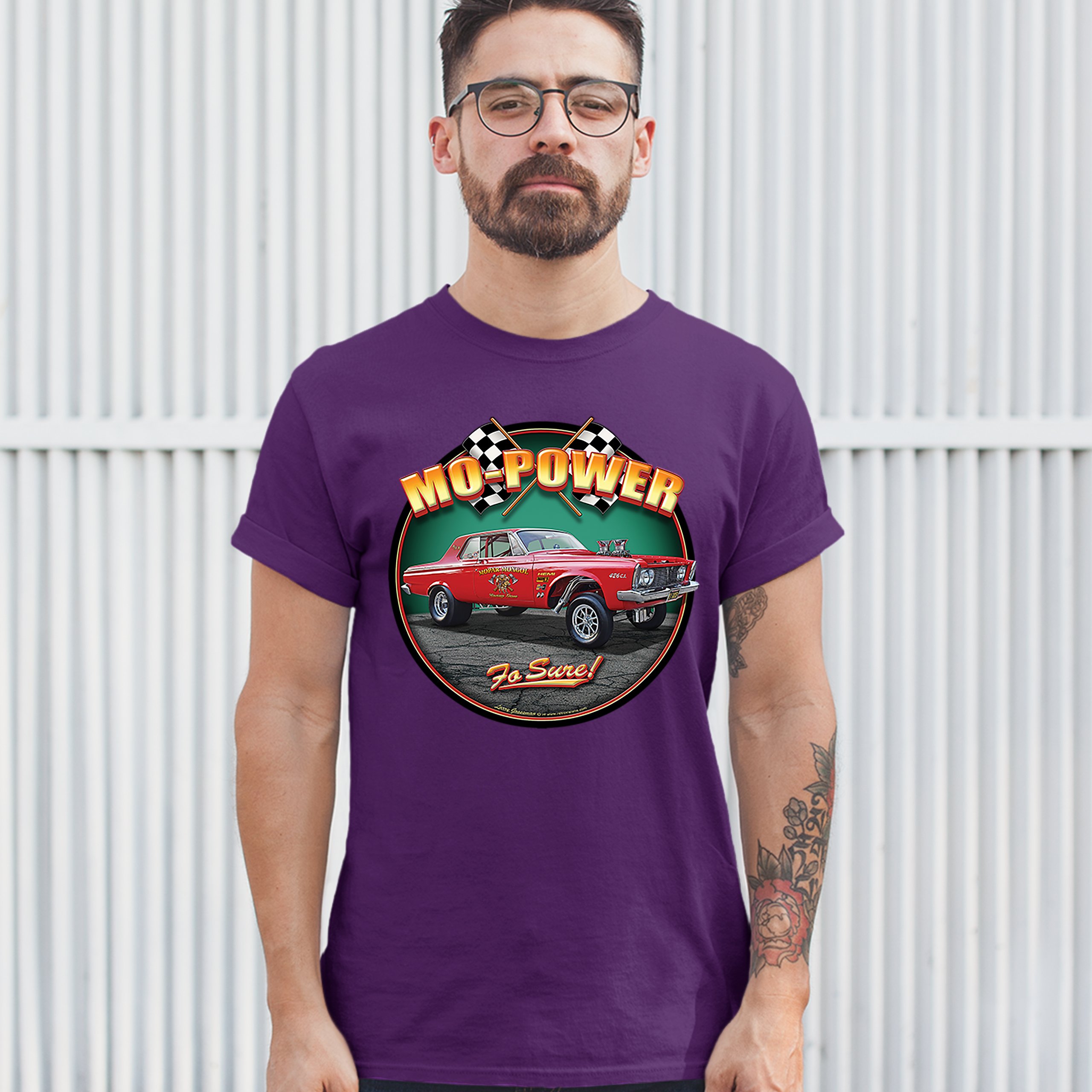 Mo-Power Fo Sure! T-shirt American Muscle Car Racing Route 66 Men's Tee - Picture 21 of 65