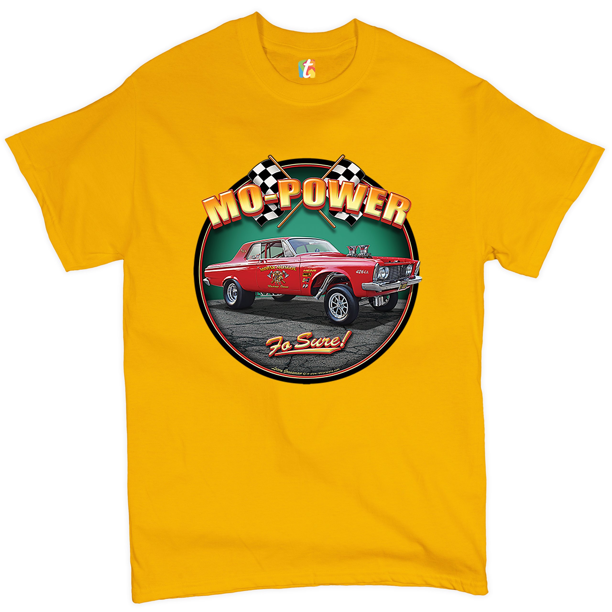 Mo-Power Fo Sure! T-shirt American Muscle Car Racing Route 66 Men's Tee - Picture 62 of 65