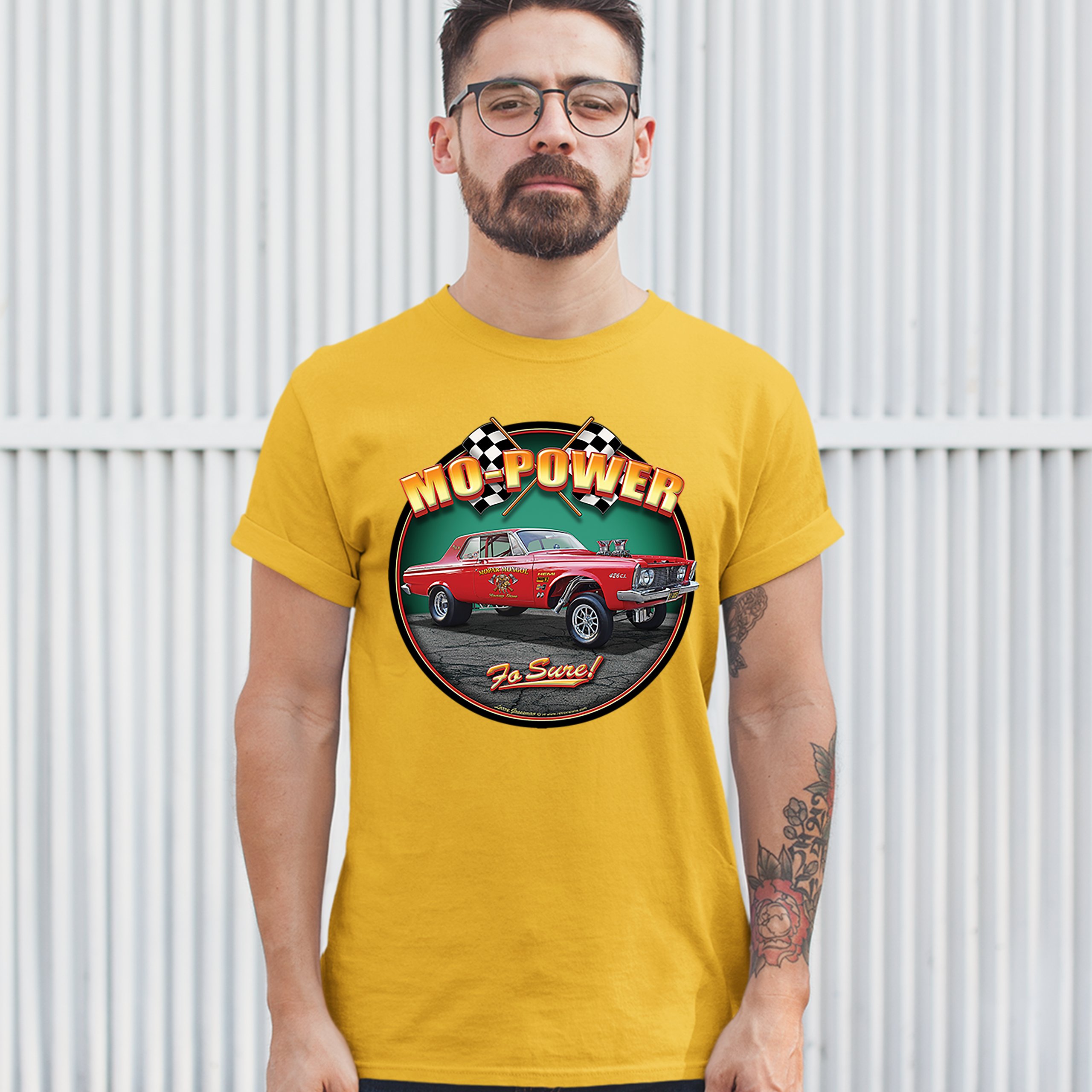 Mo-Power Fo Sure! T-shirt American Muscle Car Racing Route 66 Men's Tee - Picture 65 of 65