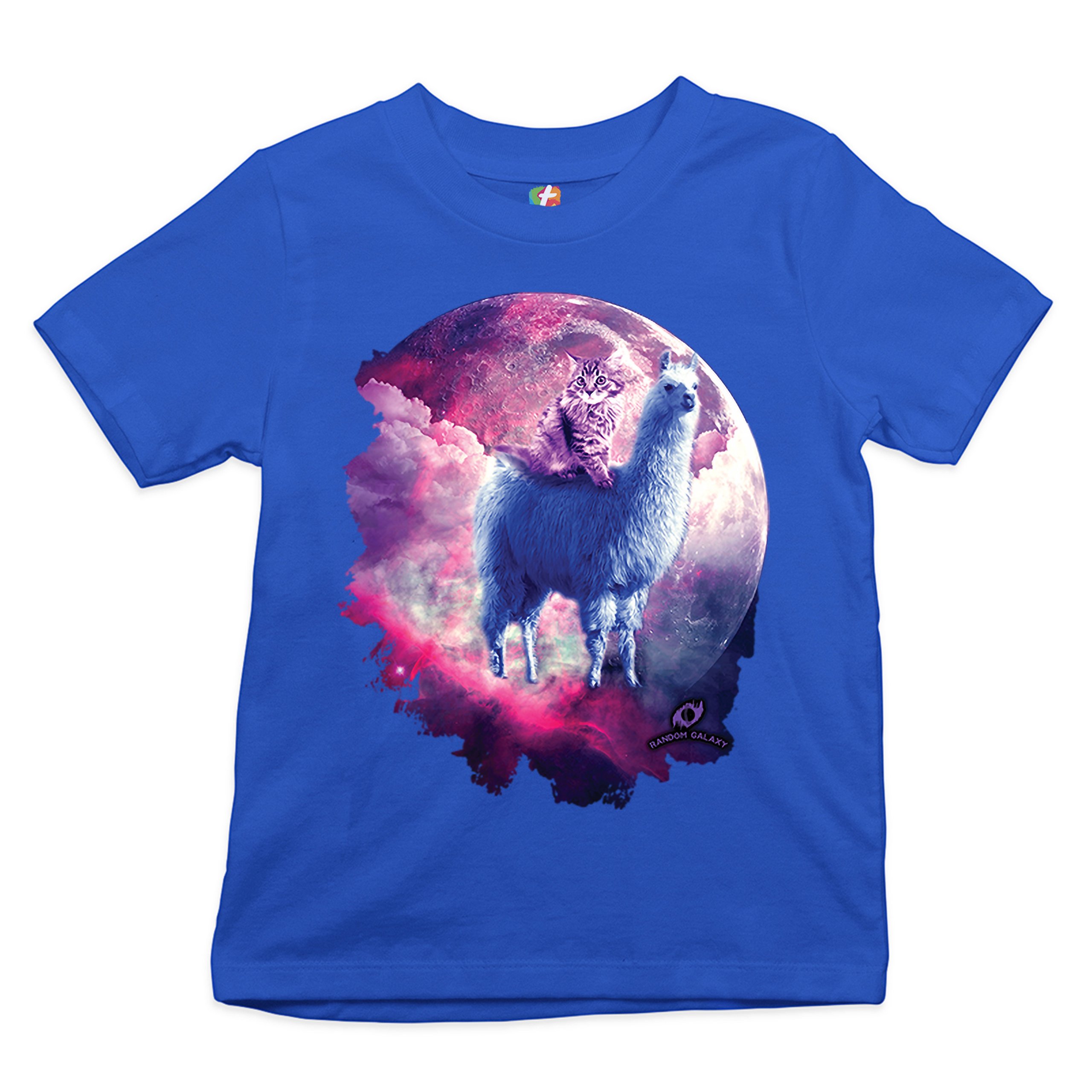 Cat Riding a Llama in Space Youth T-shirt Weird Galaxy Moon Creative Kids - Picture 22 of 29