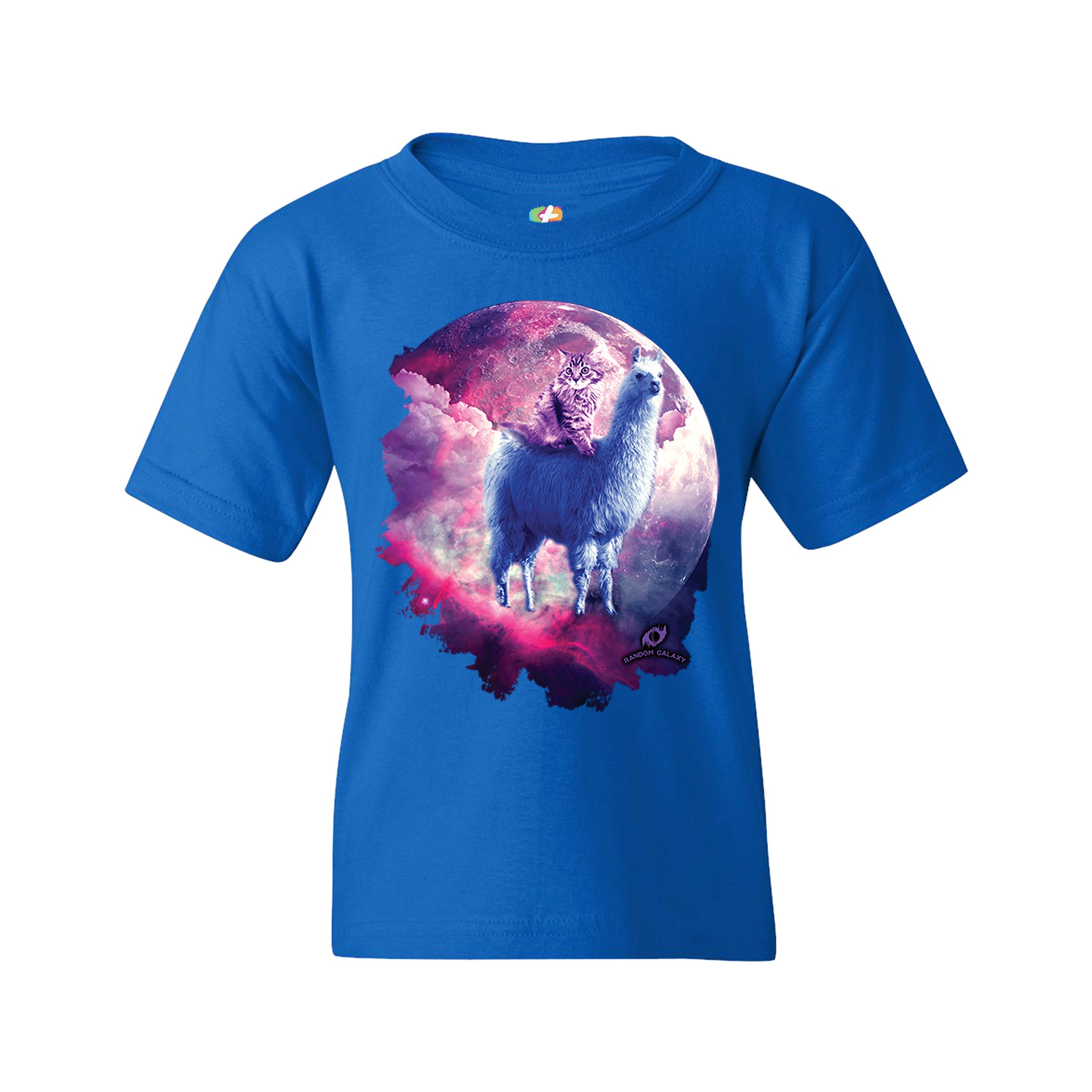 Cat Riding a Llama in Space Youth T-shirt Weird Galaxy Moon Creative Kids - Picture 23 of 29
