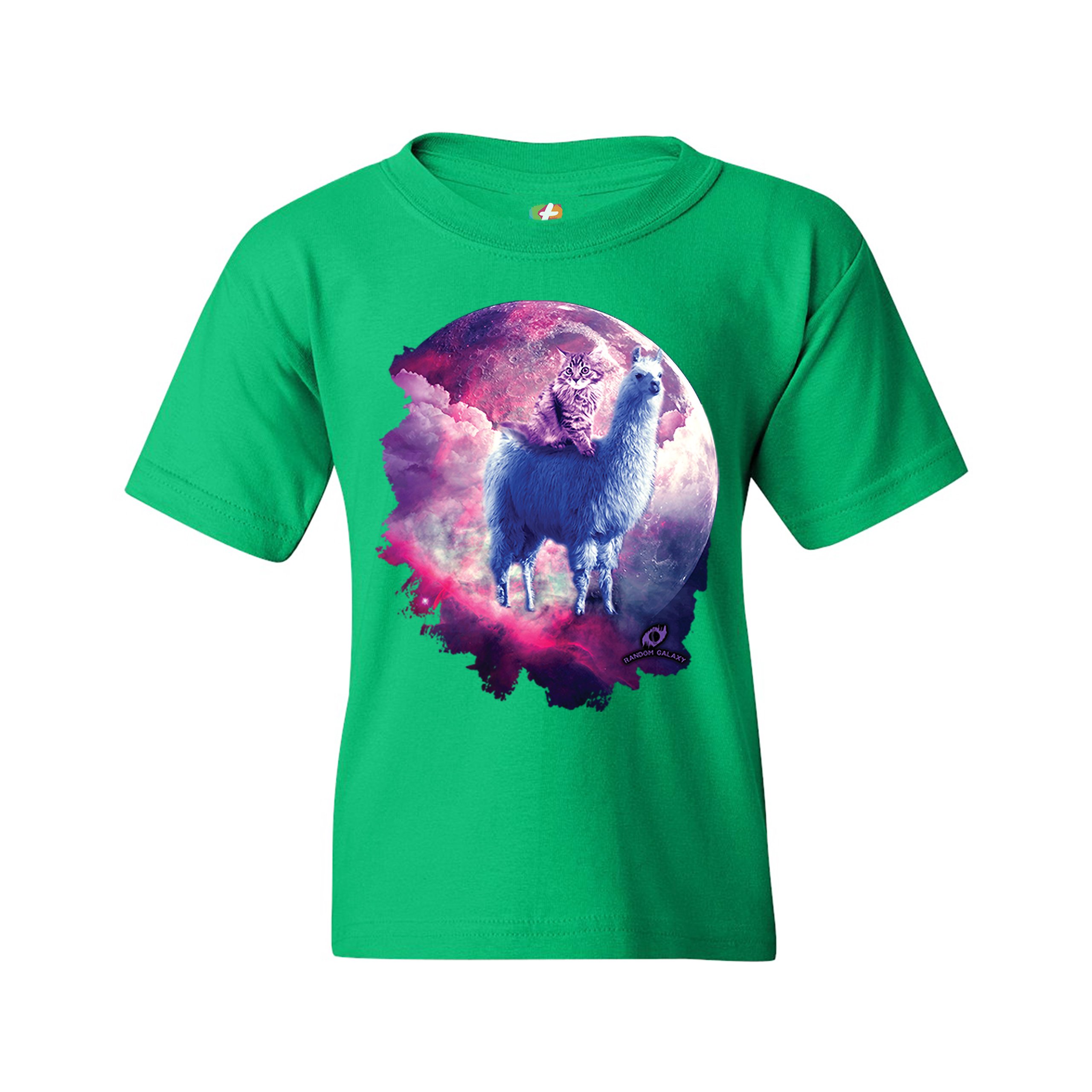 Cat Riding a Llama in Space Youth T-shirt Weird Galaxy Moon Creative Kids - Picture 19 of 29
