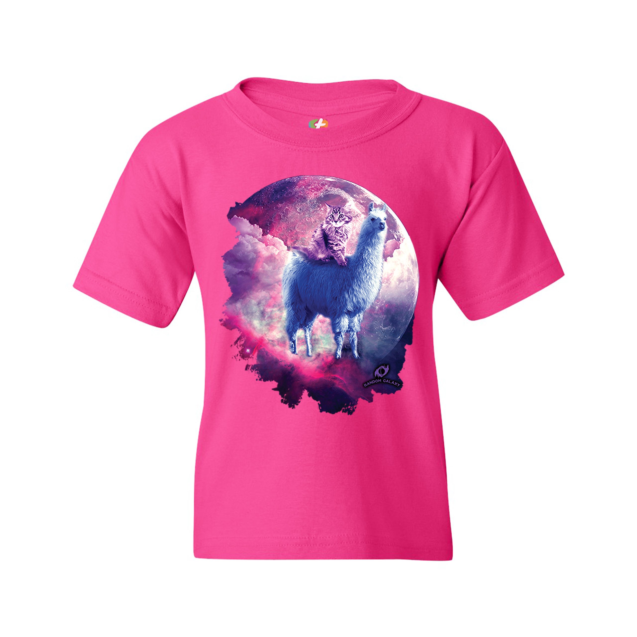 Cat Riding a Llama in Space Youth T-shirt Weird Galaxy Moon Creative Kids - Picture 27 of 29