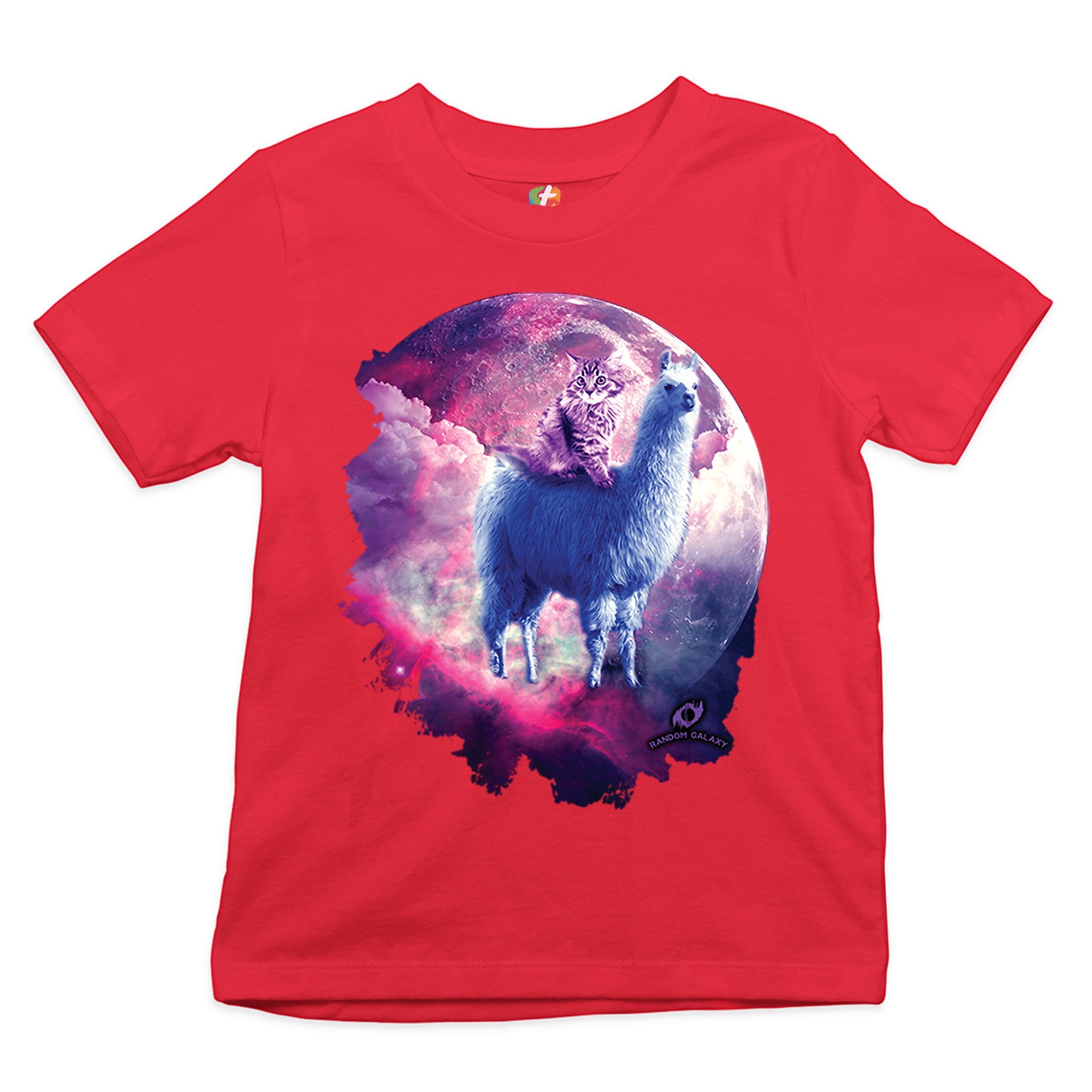 Cat Riding a Llama in Space Youth T-shirt Weird Galaxy Moon Creative Kids - Picture 10 of 29