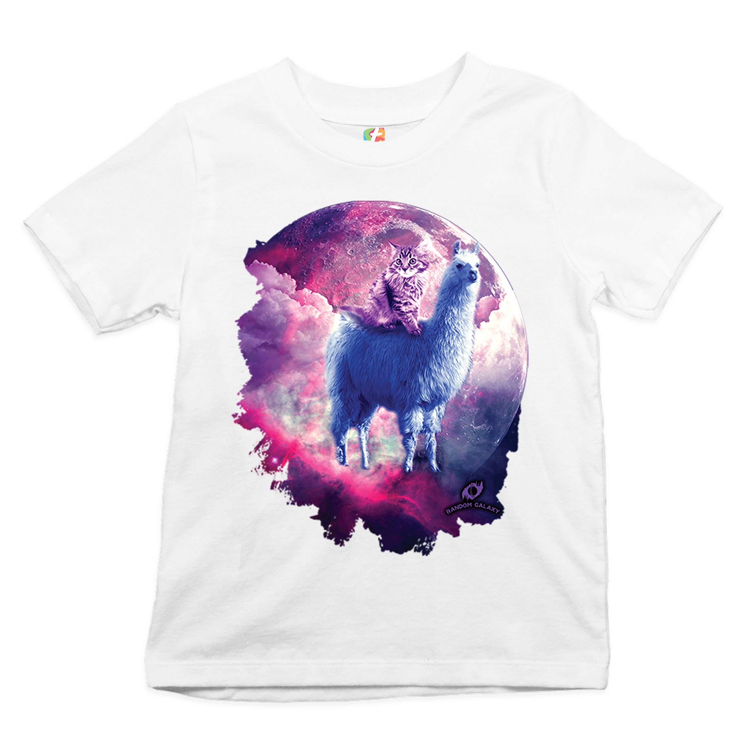 Cat Riding a Llama in Space Youth T-shirt Weird Galaxy Moon Creative Kids - Picture 14 of 29