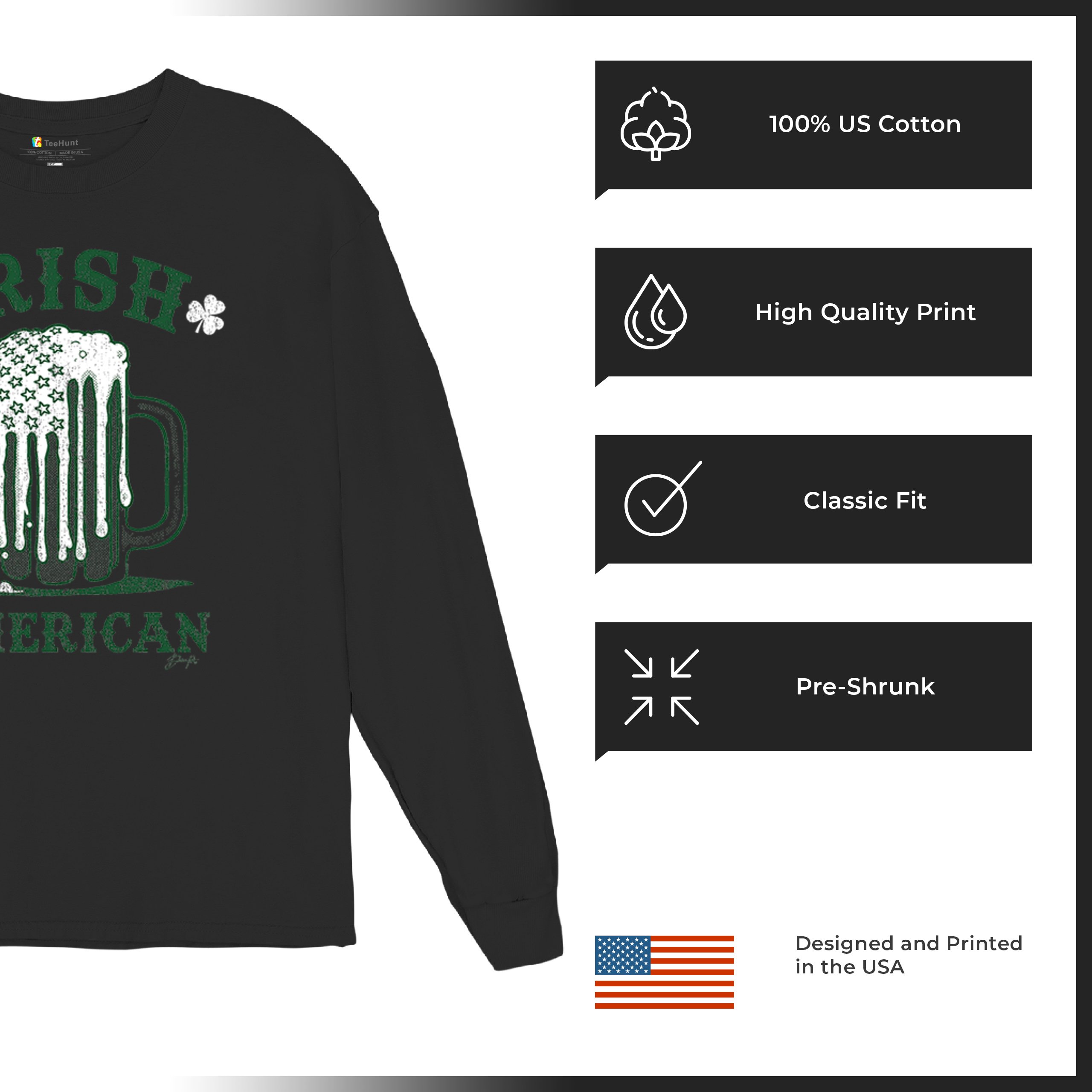 Irish American St Patrick's Day Long Sleeve T-shirt Shamrock Shenanigans Beer - Picture 7 of 71