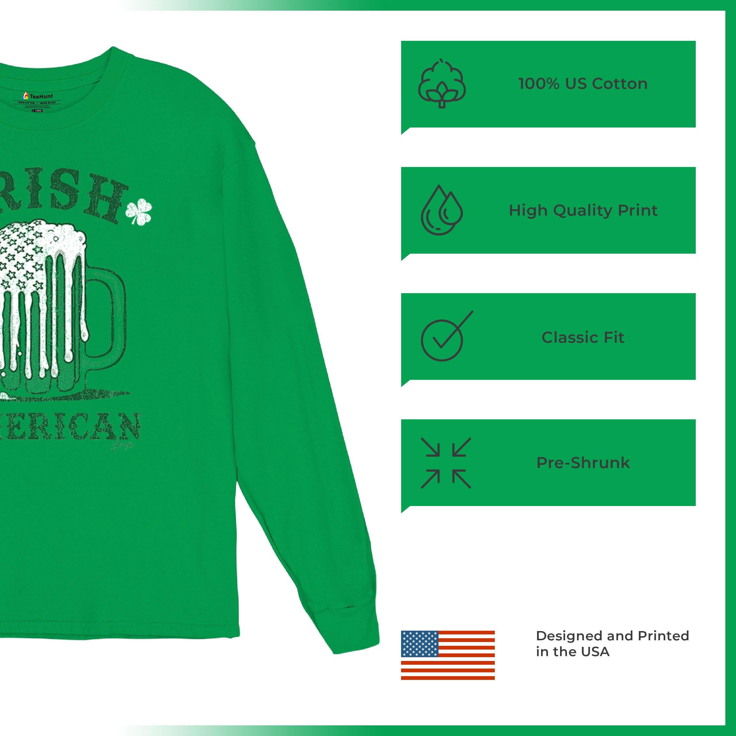 Irish American St Patrick's Day Long Sleeve T-shirt Shamrock Shenanigans Beer - Picture 14 of 71