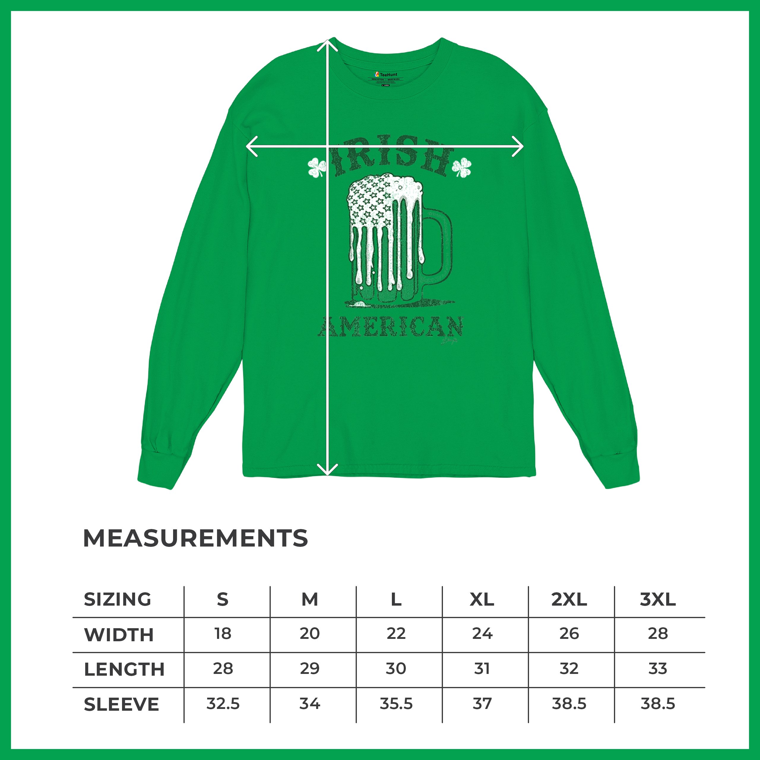 Irish American St Patrick's Day Long Sleeve T-shirt Shamrock Shenanigans Beer - Picture 15 of 71