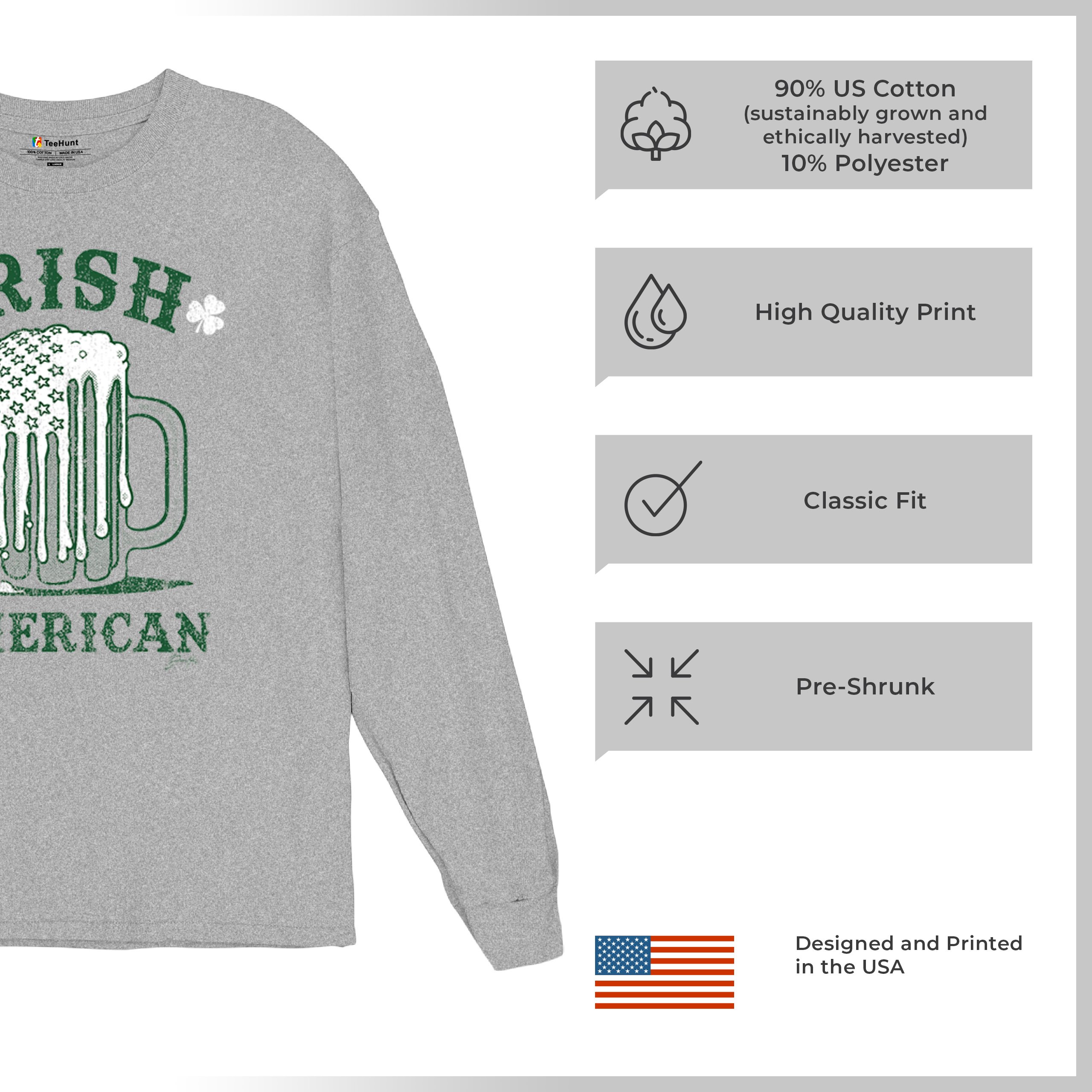 Irish American St Patrick's Day Long Sleeve T-shirt Shamrock Shenanigans Beer - Picture 21 of 71