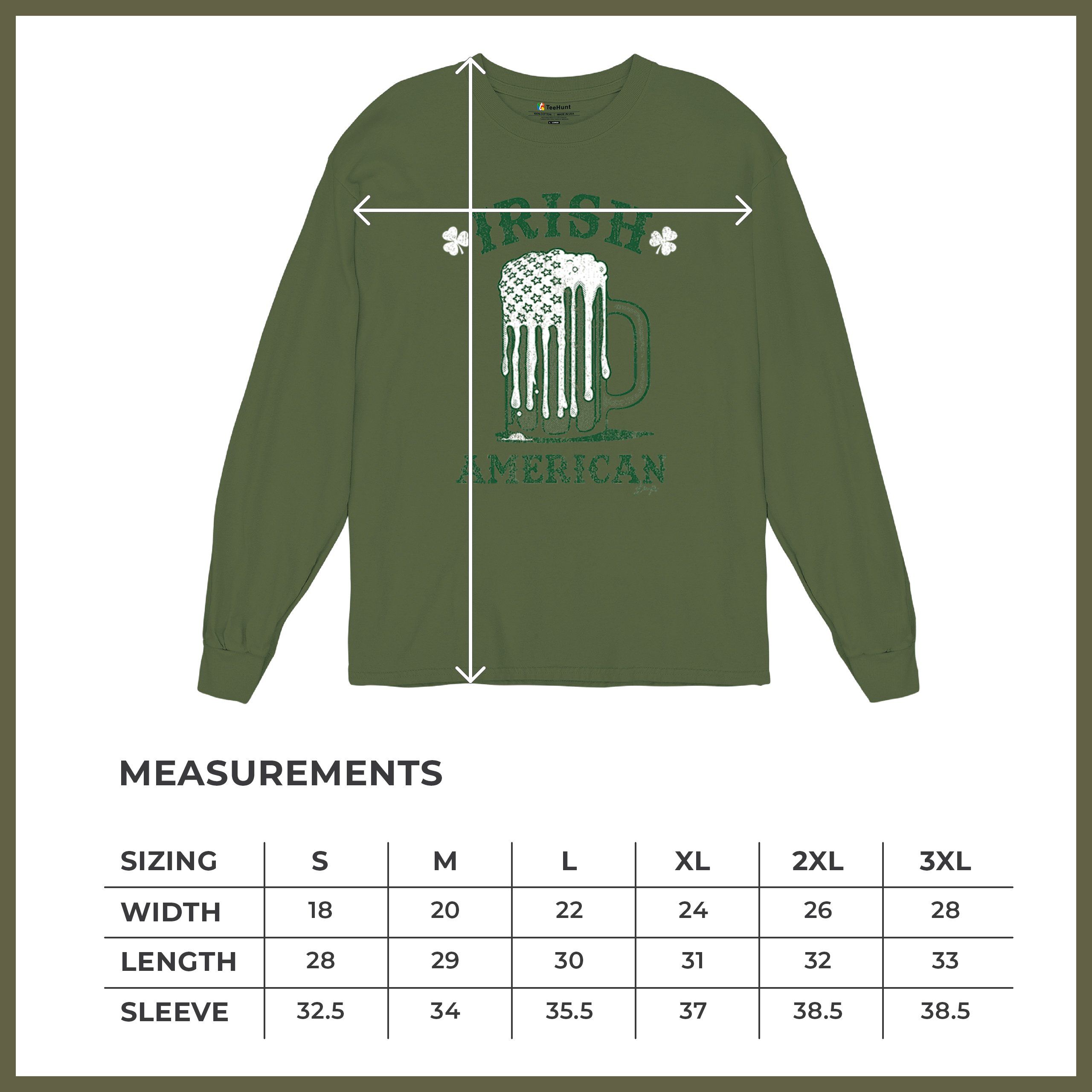 Irish American St Patrick's Day Long Sleeve T-shirt Shamrock Shenanigans Beer - Picture 50 of 71