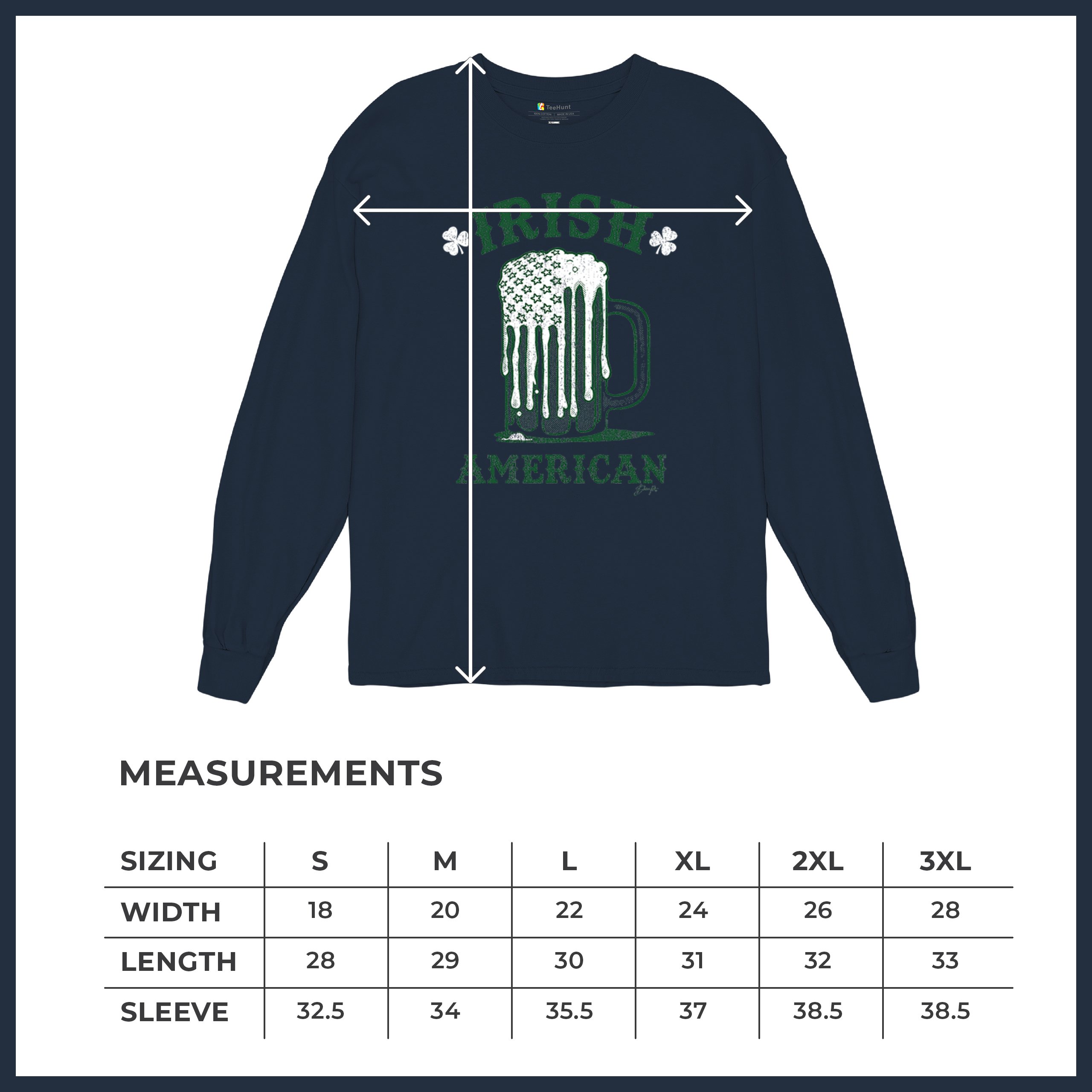 Irish American St Patrick's Day Long Sleeve T-shirt Shamrock Shenanigans Beer - Picture 43 of 71