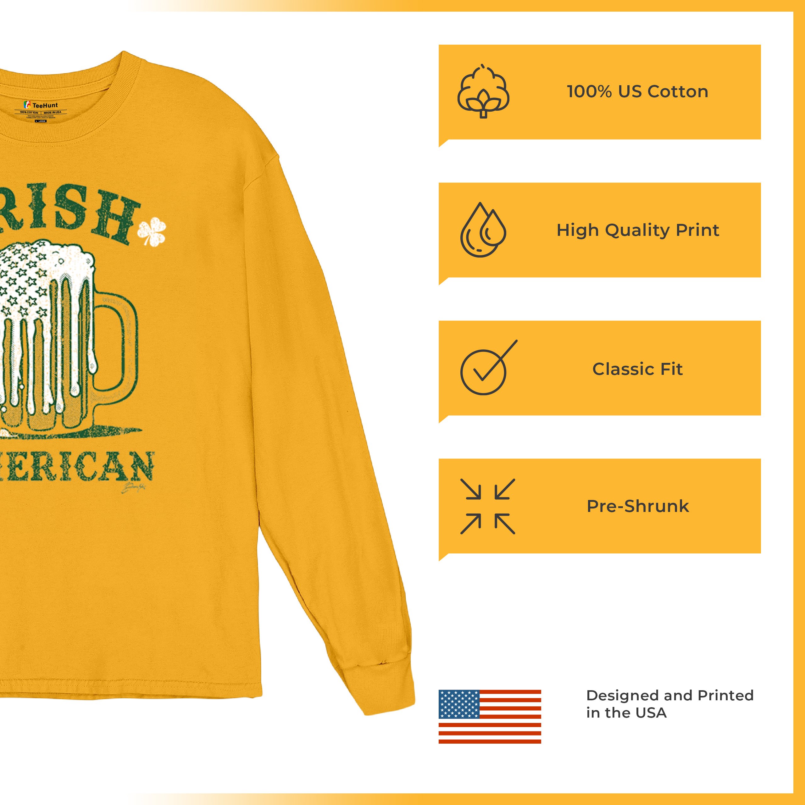 Irish American St Patrick's Day Long Sleeve T-shirt Shamrock Shenanigans Beer - Picture 63 of 71