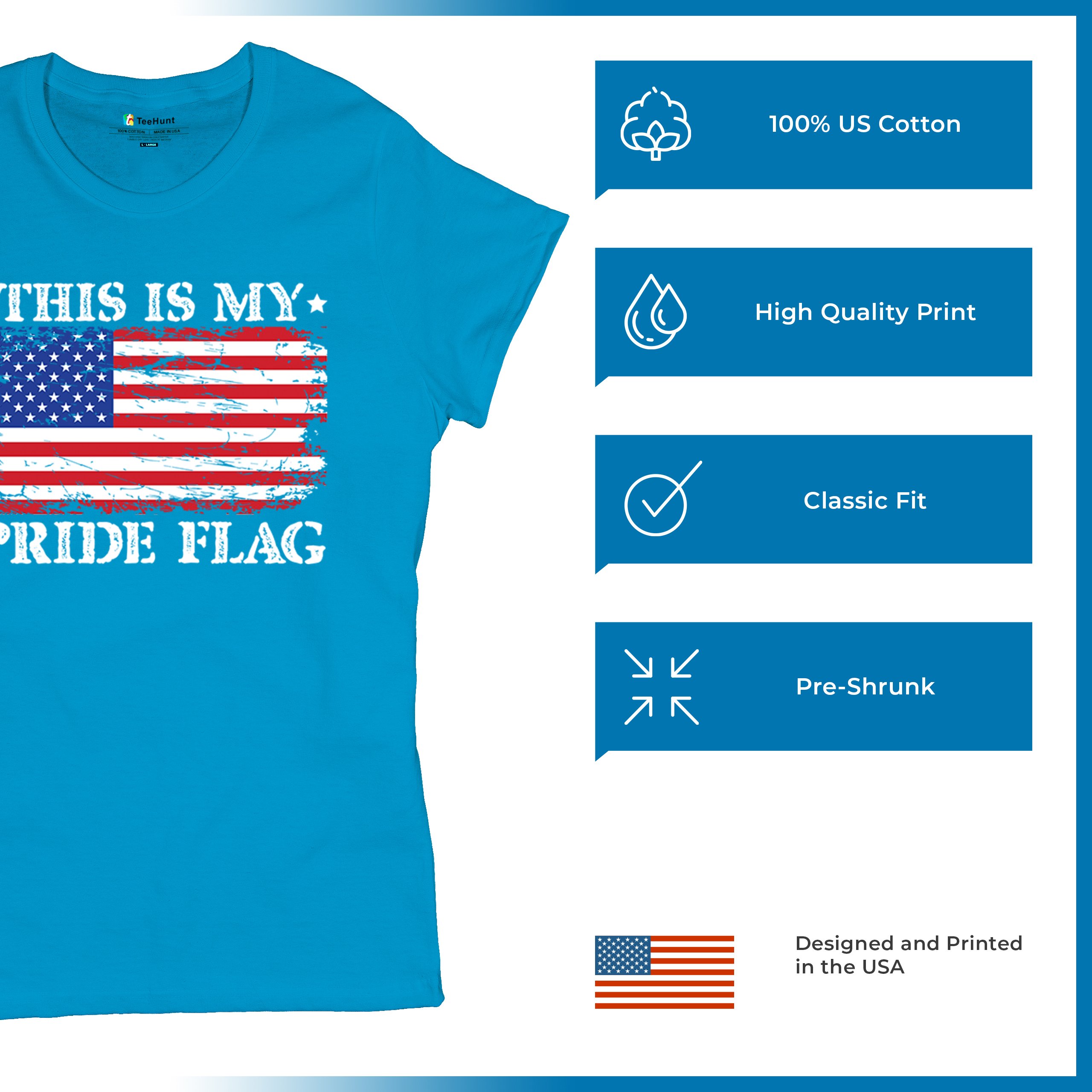 This is My Pride Flag T-Shirt American Flag 4th of July USA Patriot Women's Tee - Picture 14 of 22