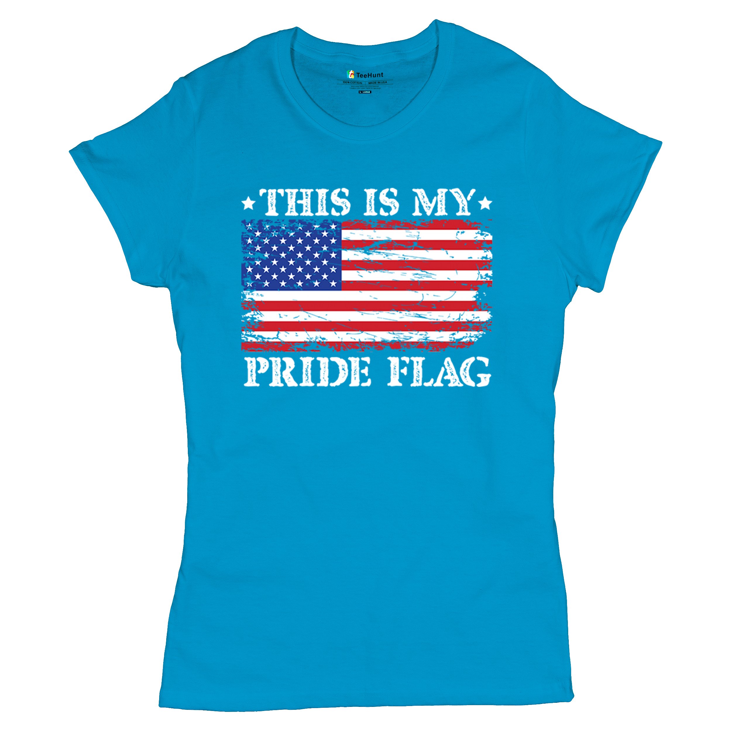 This is My Pride Flag T-Shirt American Flag 4th of July USA Patriot Women's Tee - Picture 13 of 22