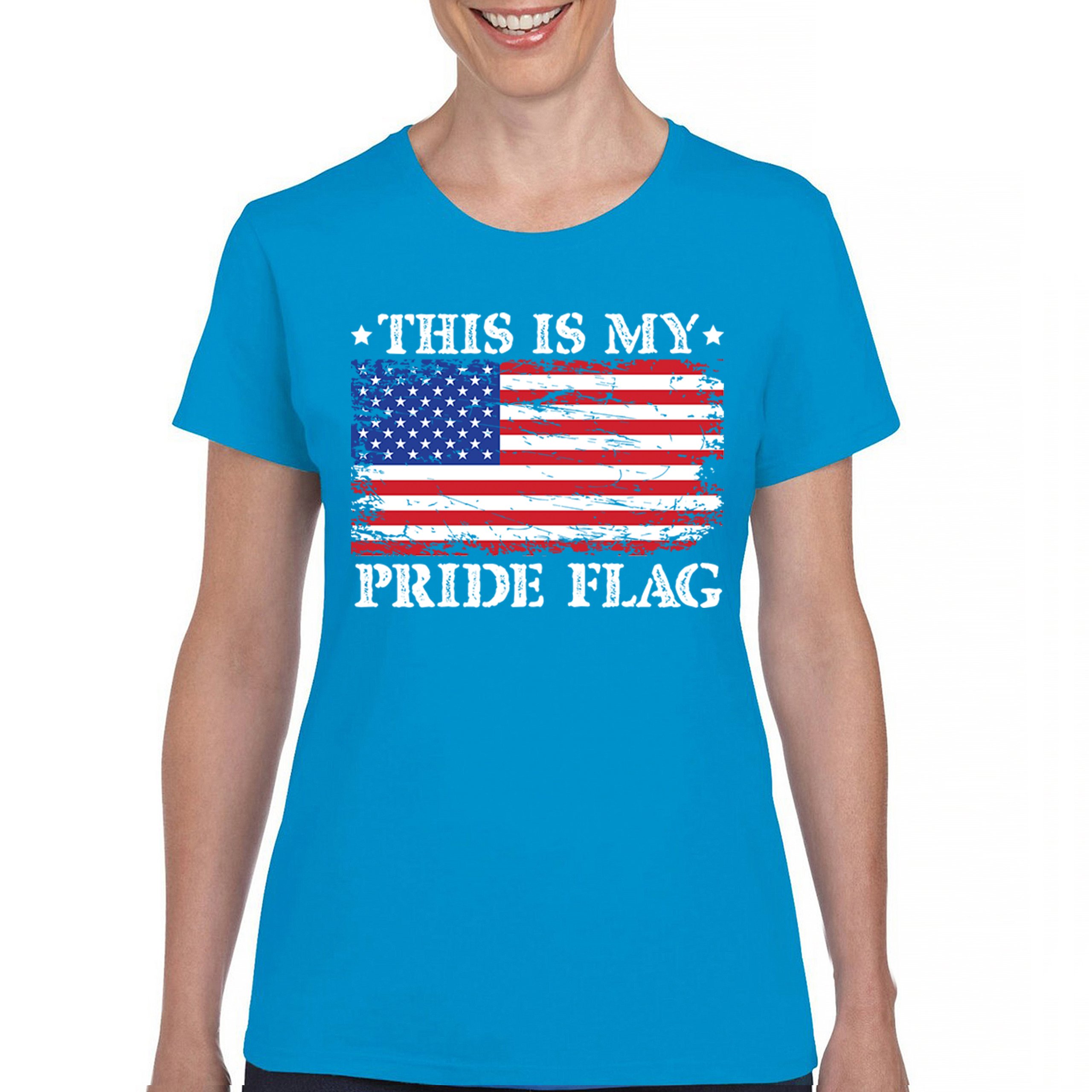 This is My Pride Flag T-Shirt American Flag 4th of July USA Patriot Women's Tee - Picture 9 of 22
