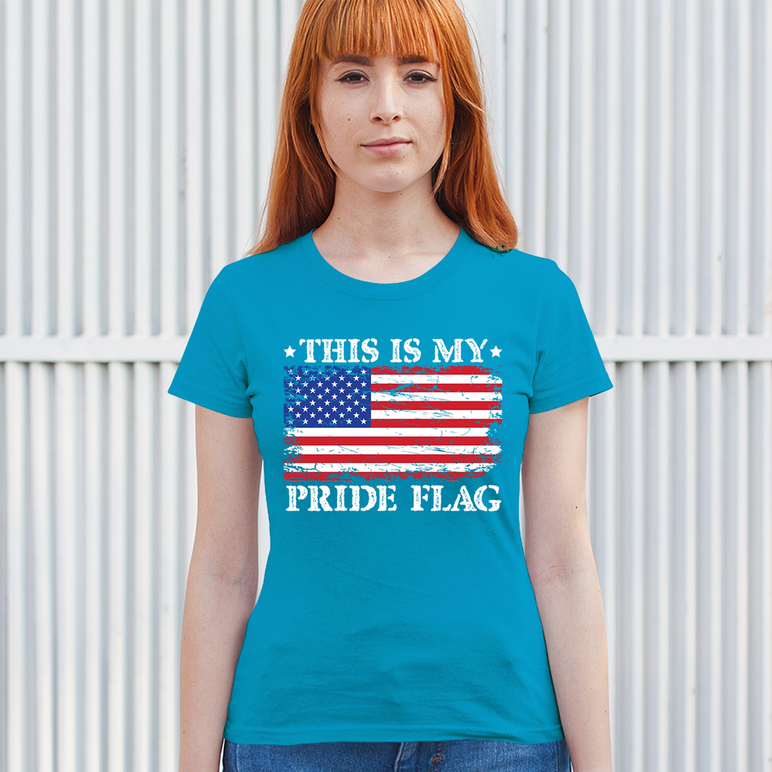This is My Pride Flag T-Shirt American Flag 4th of July USA Patriot Women's Tee - Picture 12 of 22