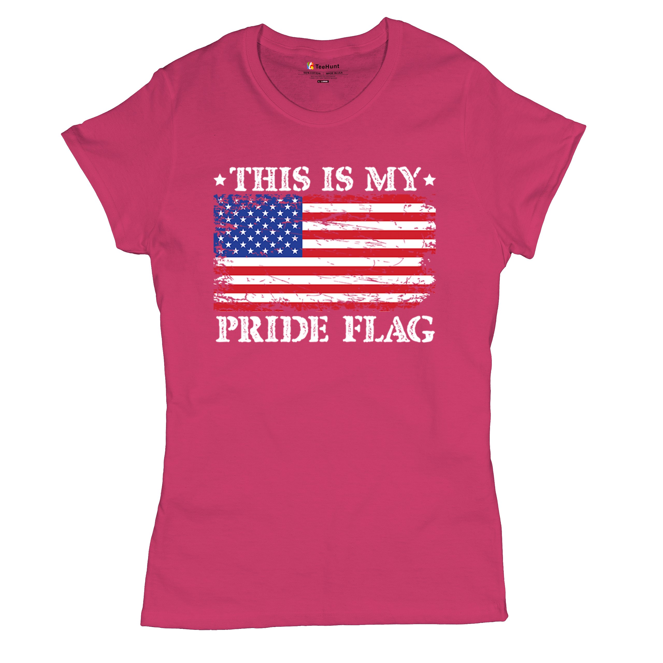 This is My Pride Flag T-Shirt American Flag 4th of July USA Patriot Women's Tee - Picture 20 of 22