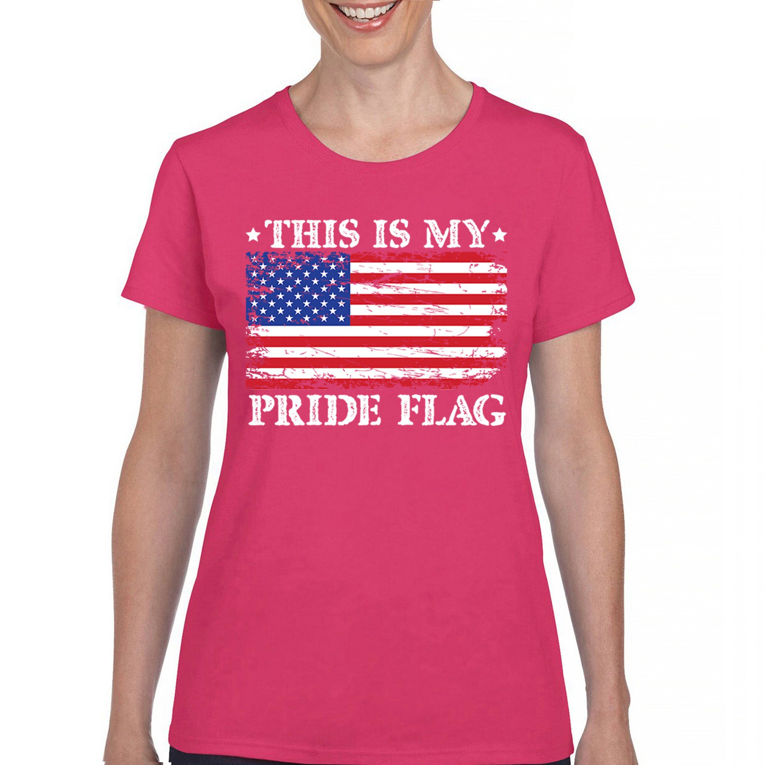 This is My Pride Flag T-Shirt American Flag 4th of July USA Patriot Women's Tee - Picture 16 of 22