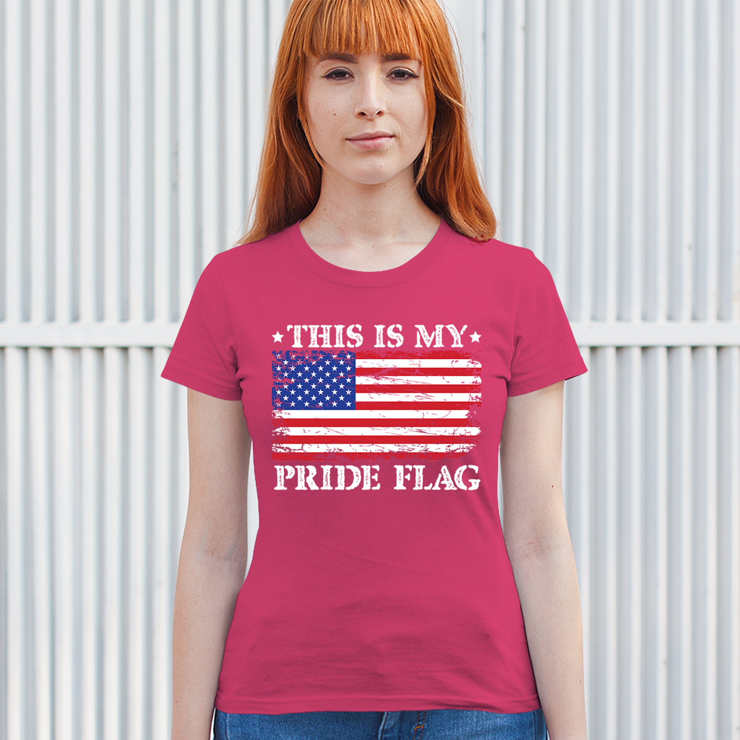 This is My Pride Flag T-Shirt American Flag 4th of July USA Patriot Women's Tee - Picture 19 of 22