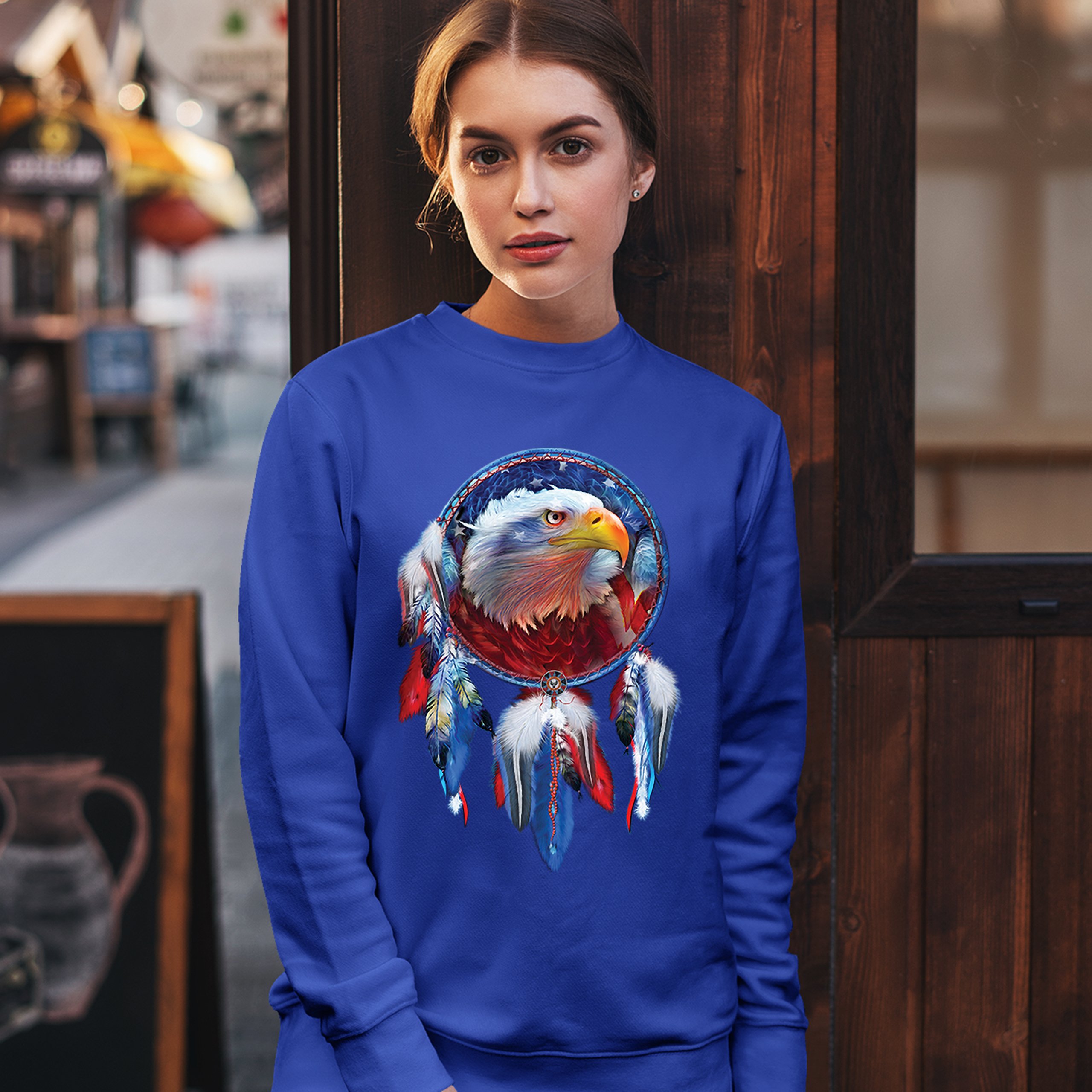 American Bald Eagle Dreamcatcher Sweatshirt Native American Patriotic Crewneck