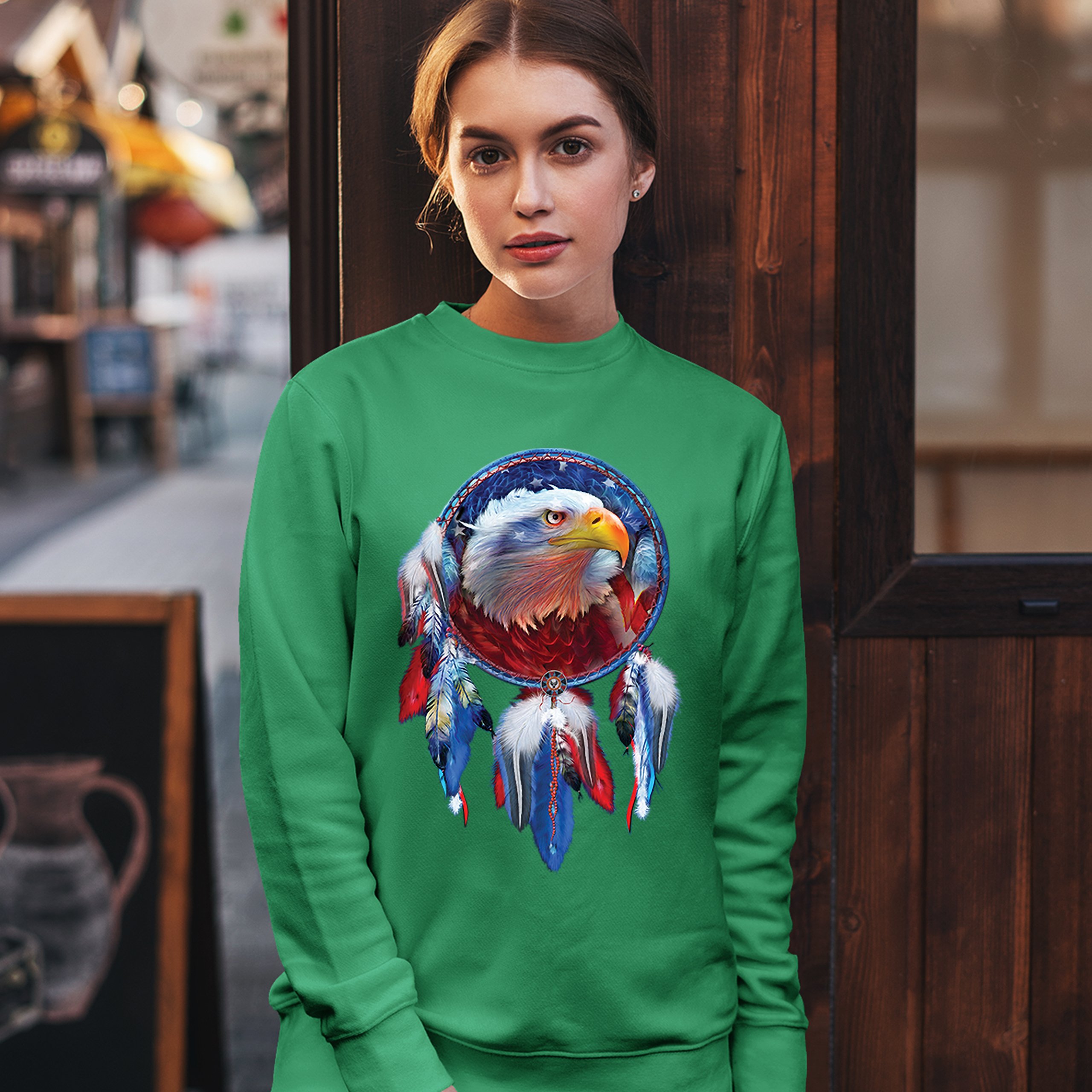 American Bald Eagle Dreamcatcher Sweatshirt Native American Patriotic Crewneck