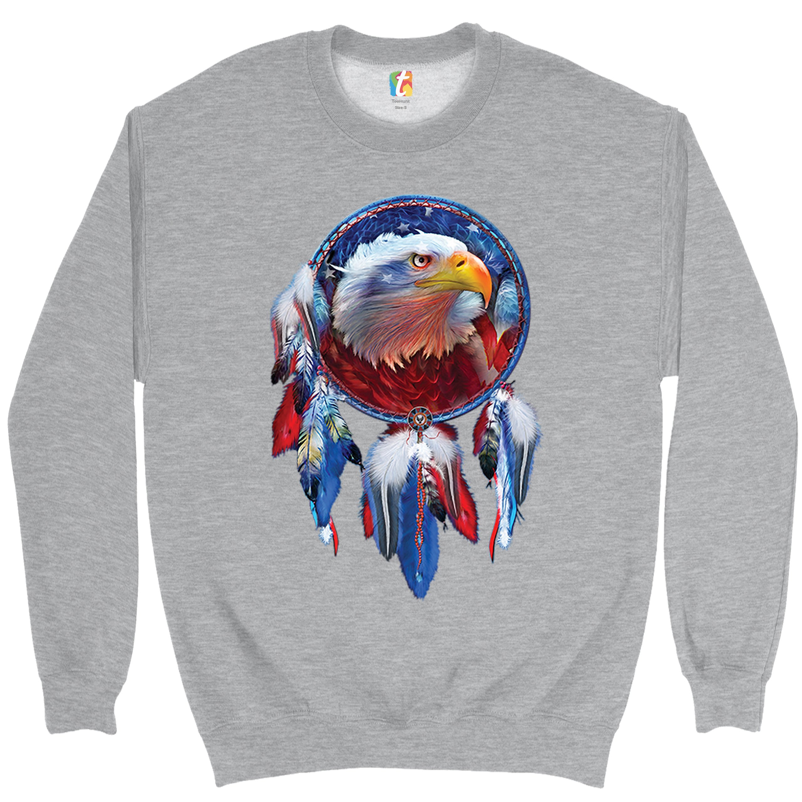 American Bald Eagle Dreamcatcher Sweatshirt Native American Patriotic Crewneck