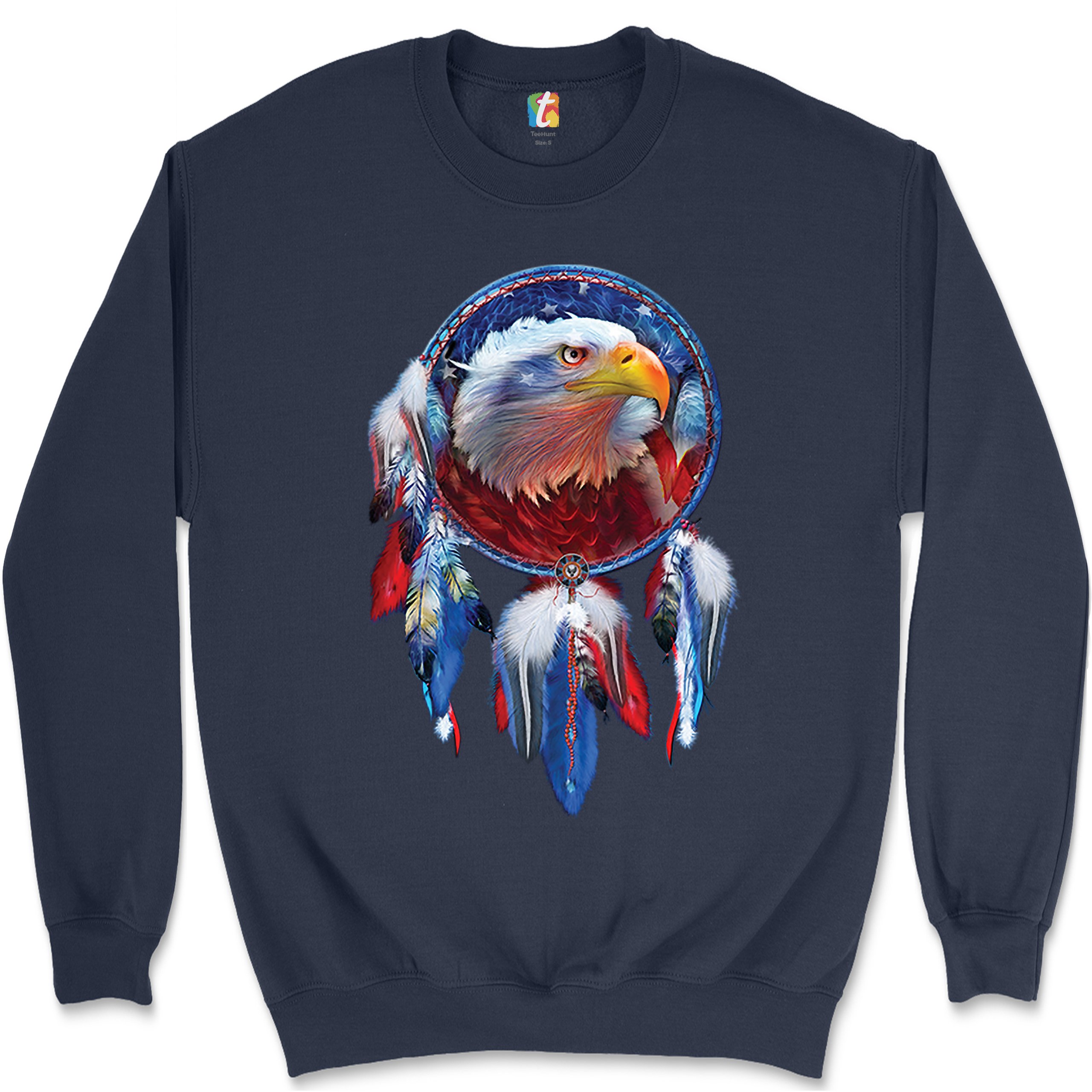 American Bald Eagle Dreamcatcher Sweatshirt Native American Patriotic Crewneck