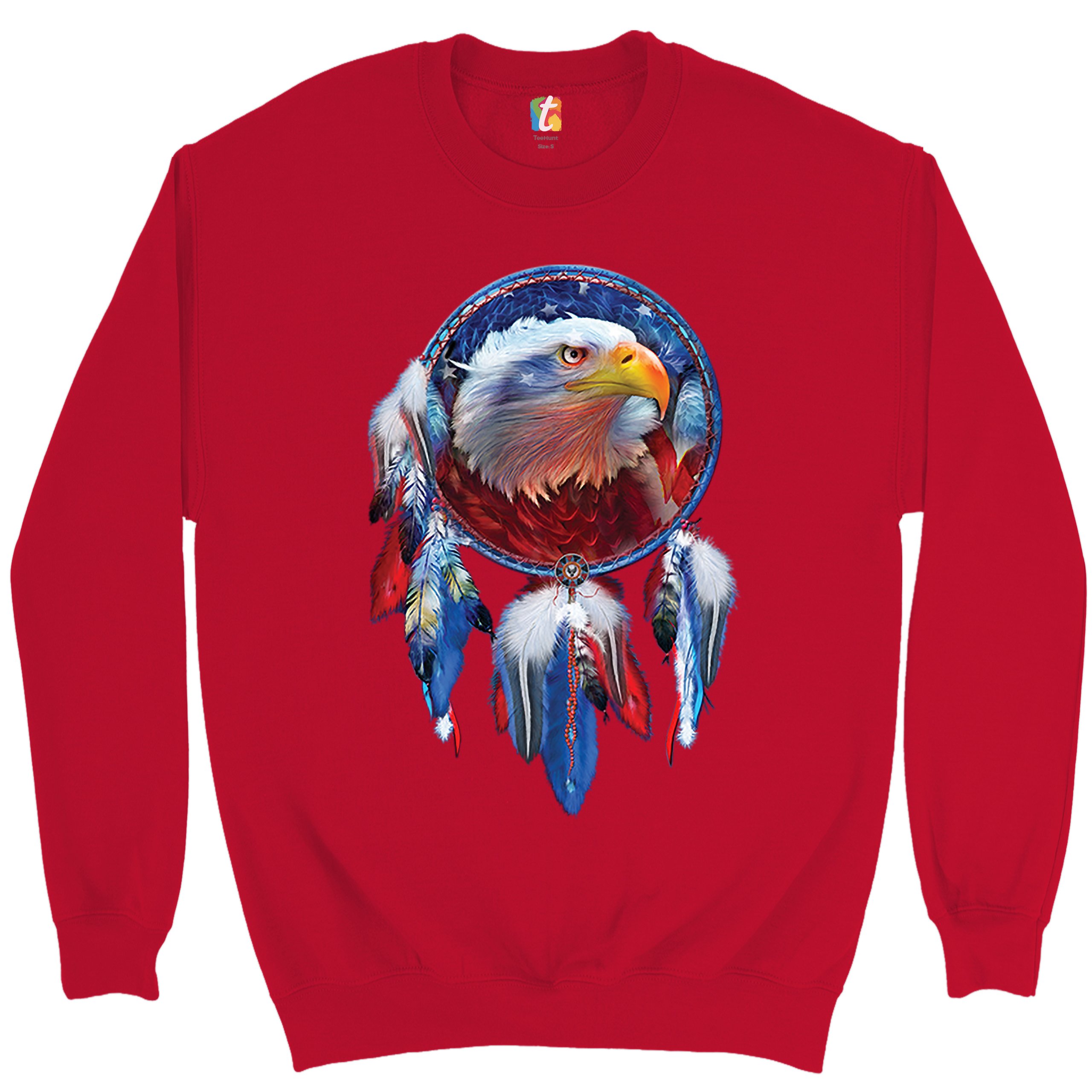 American Bald Eagle Dreamcatcher Sweatshirt Native American Patriotic Crewneck