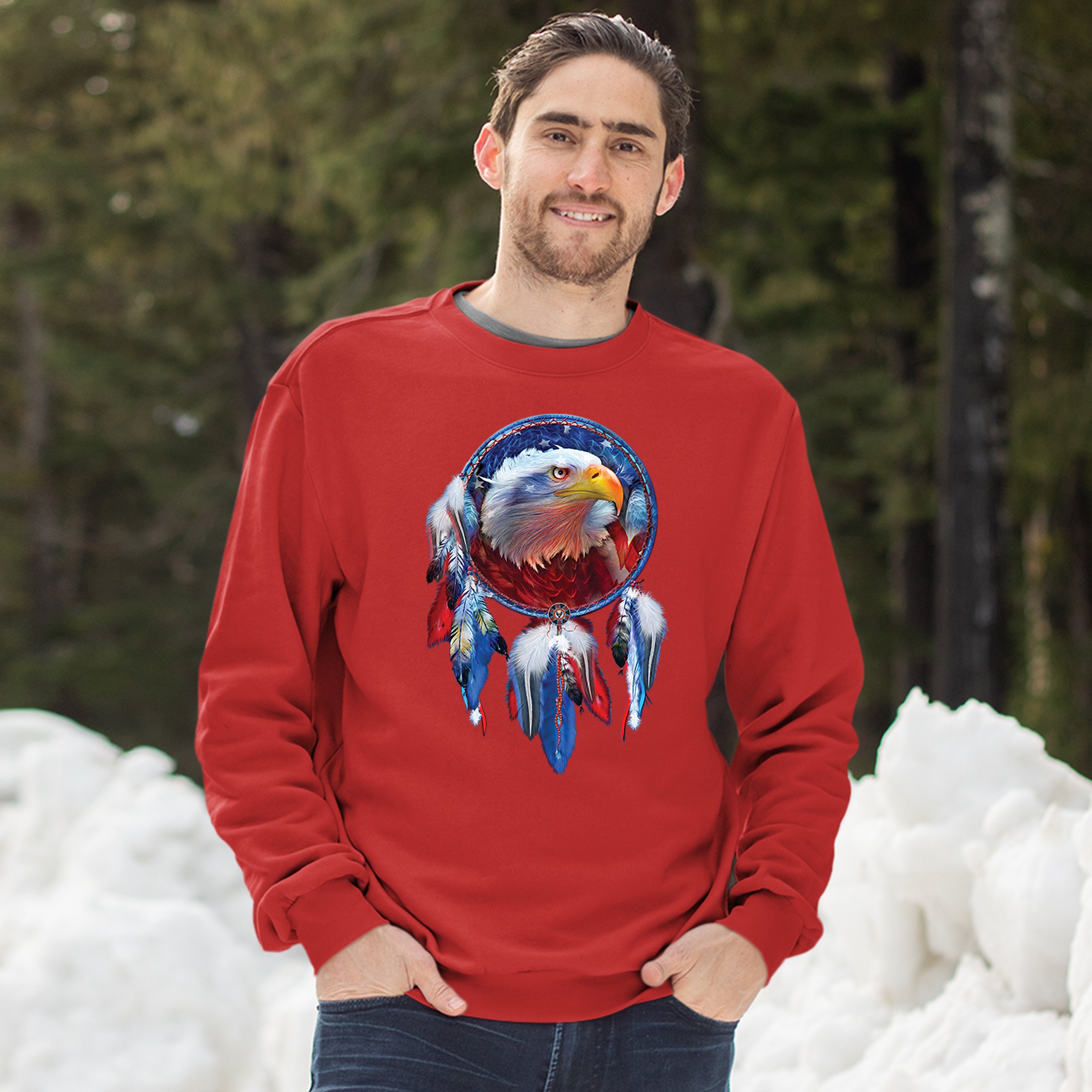 American Bald Eagle Dreamcatcher Sweatshirt Native American Patriotic Crewneck