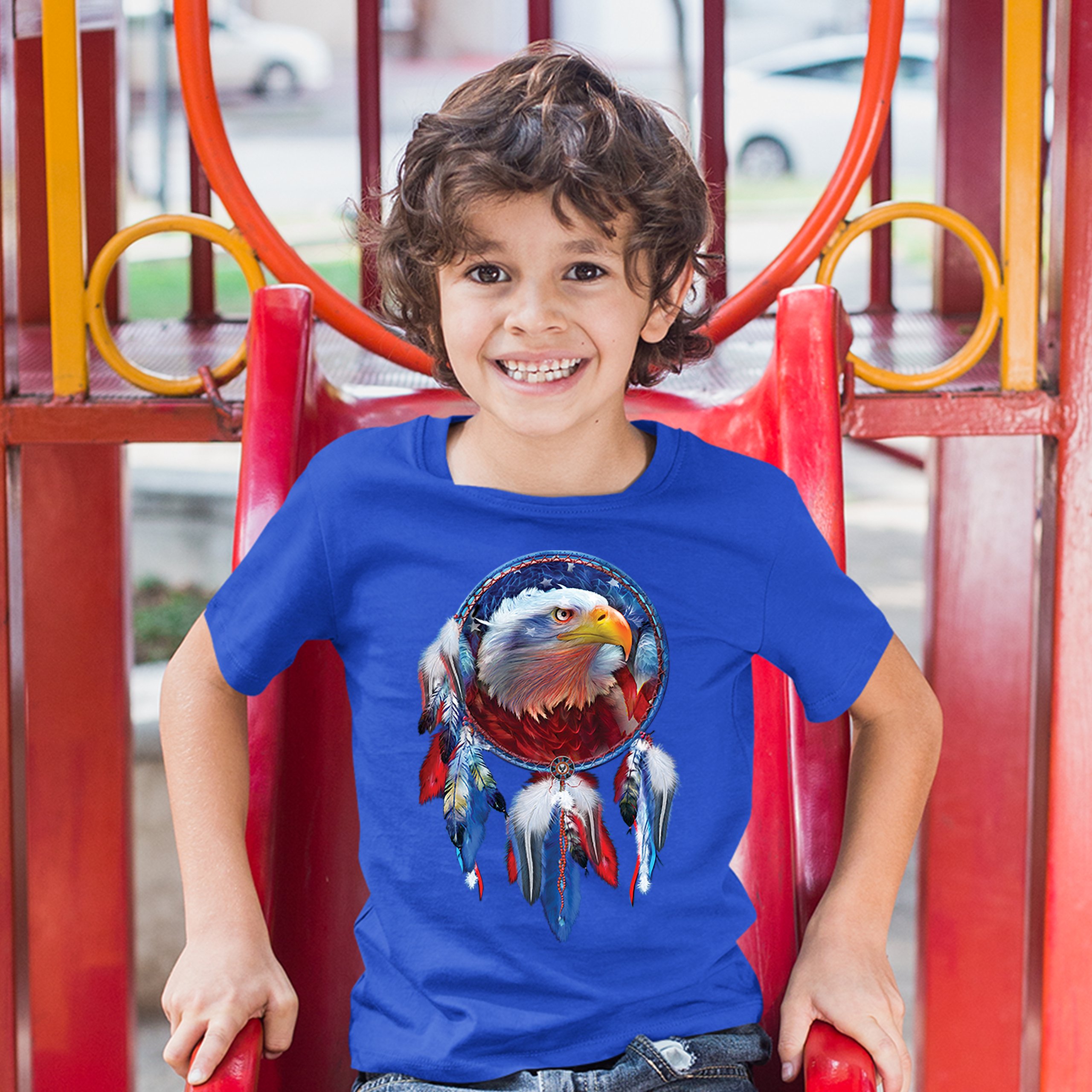 American Bald Eagle Dreamcatcher Youth T-shirt Native American Patriotic Kids - Picture 25 of 29