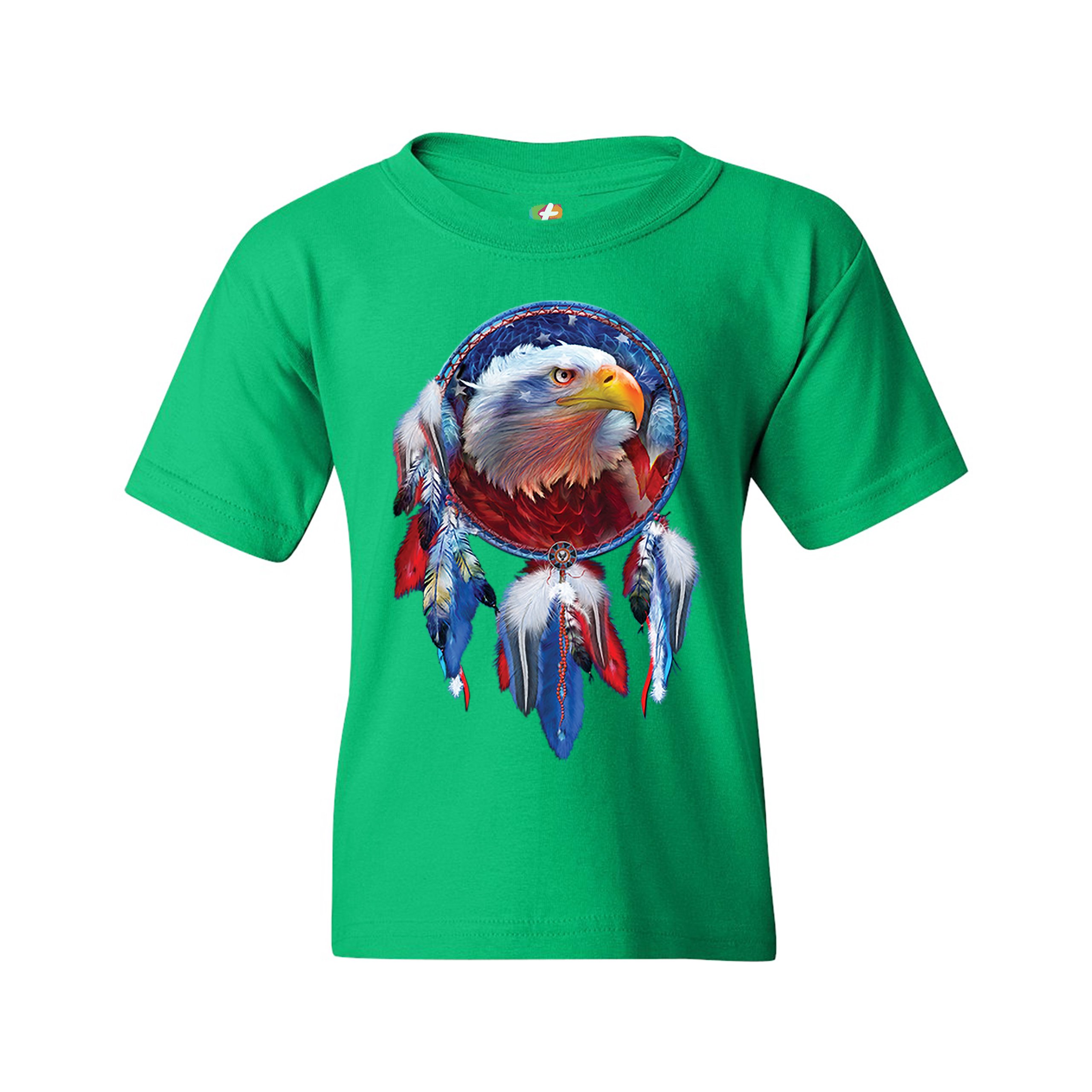 American Bald Eagle Dreamcatcher Youth T-shirt Native American Patriotic Kids - Picture 19 of 29