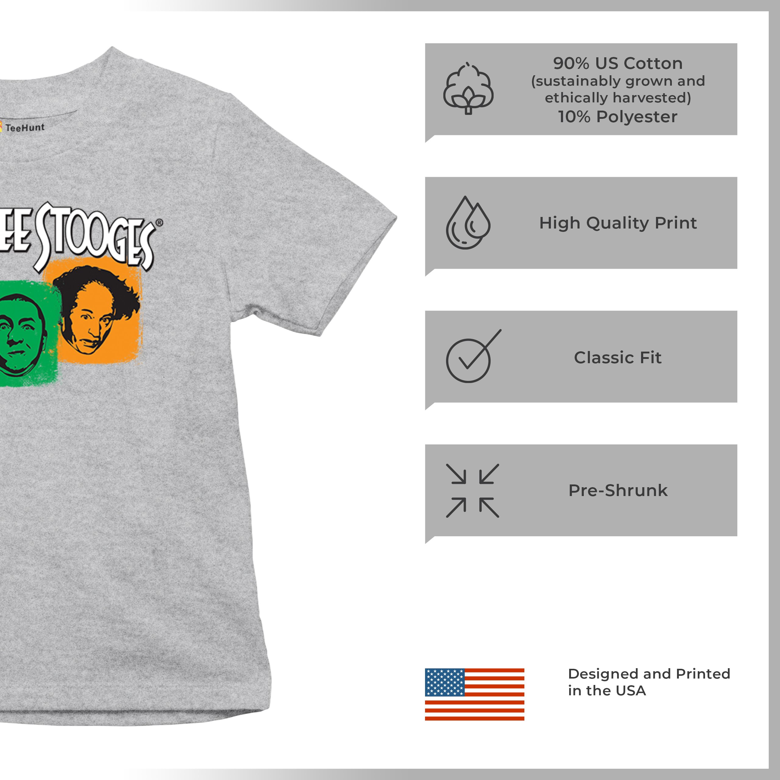 The Three Stooges Youth T-shirt 3 Classic Wise Guys Curly Moe Larry Shemp Kids - Picture 14 of 50