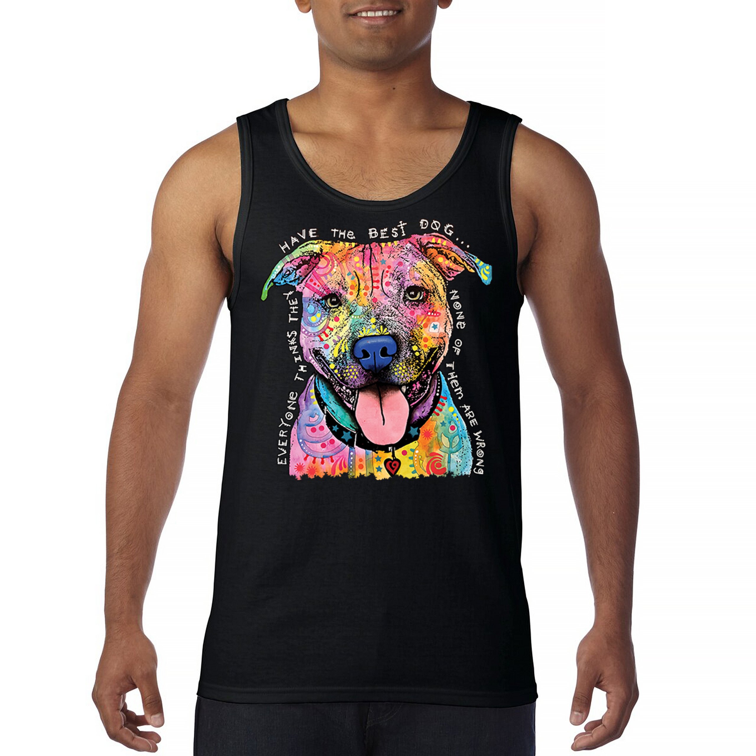 Dean Russo Colorful Pit Bull Tank Top Everyone Has Best Dogs Men’s Top
