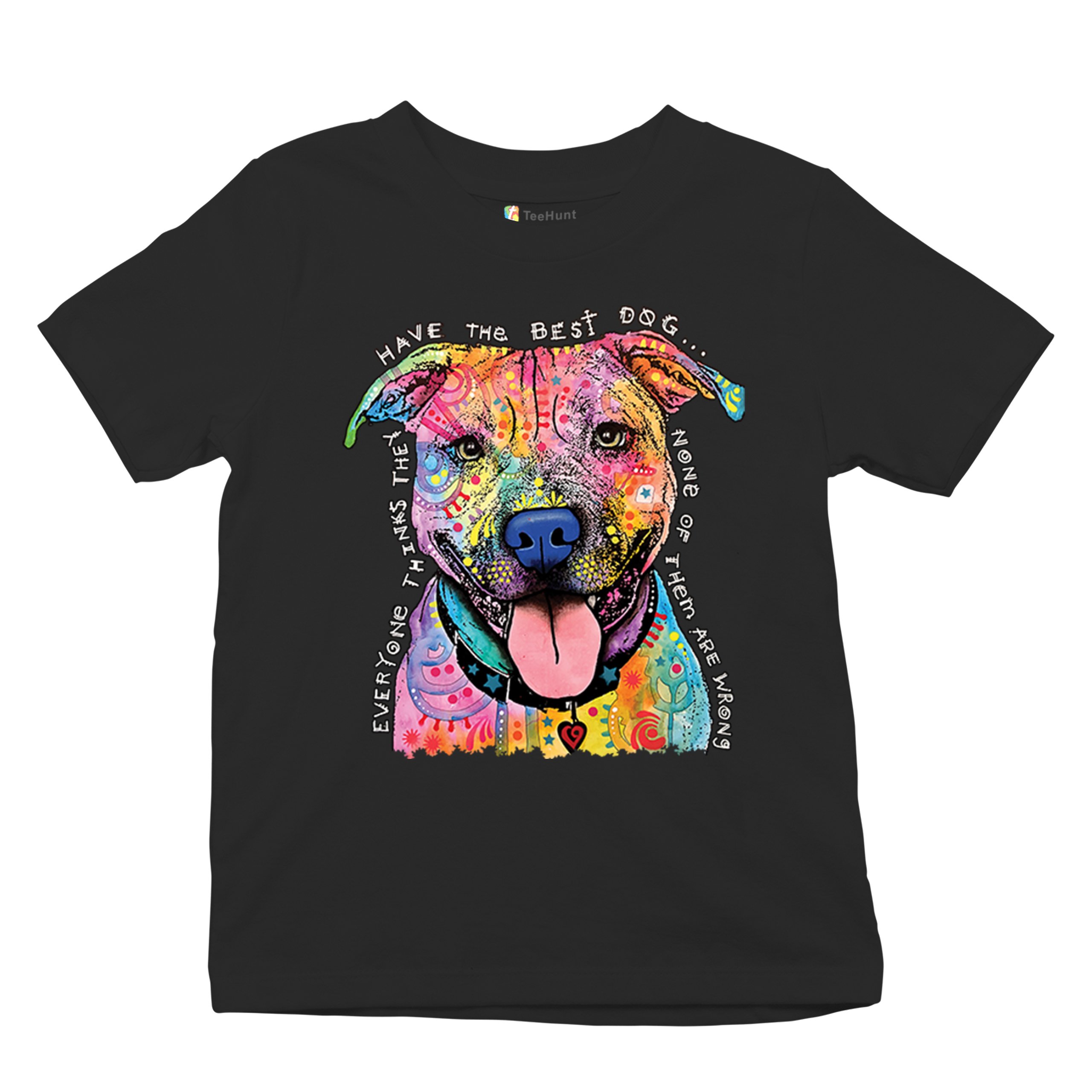 Dean Russo Colorful Pit Bull Youth T-shirt Everyone Has Best Dogs Kids - Picture 6 of 50